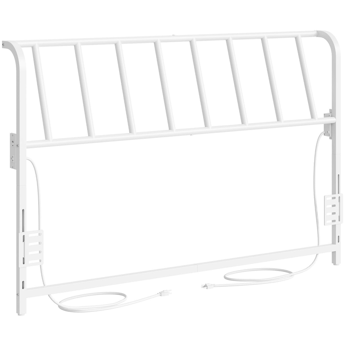 Metal Queen Headboard with Power Strips – Black