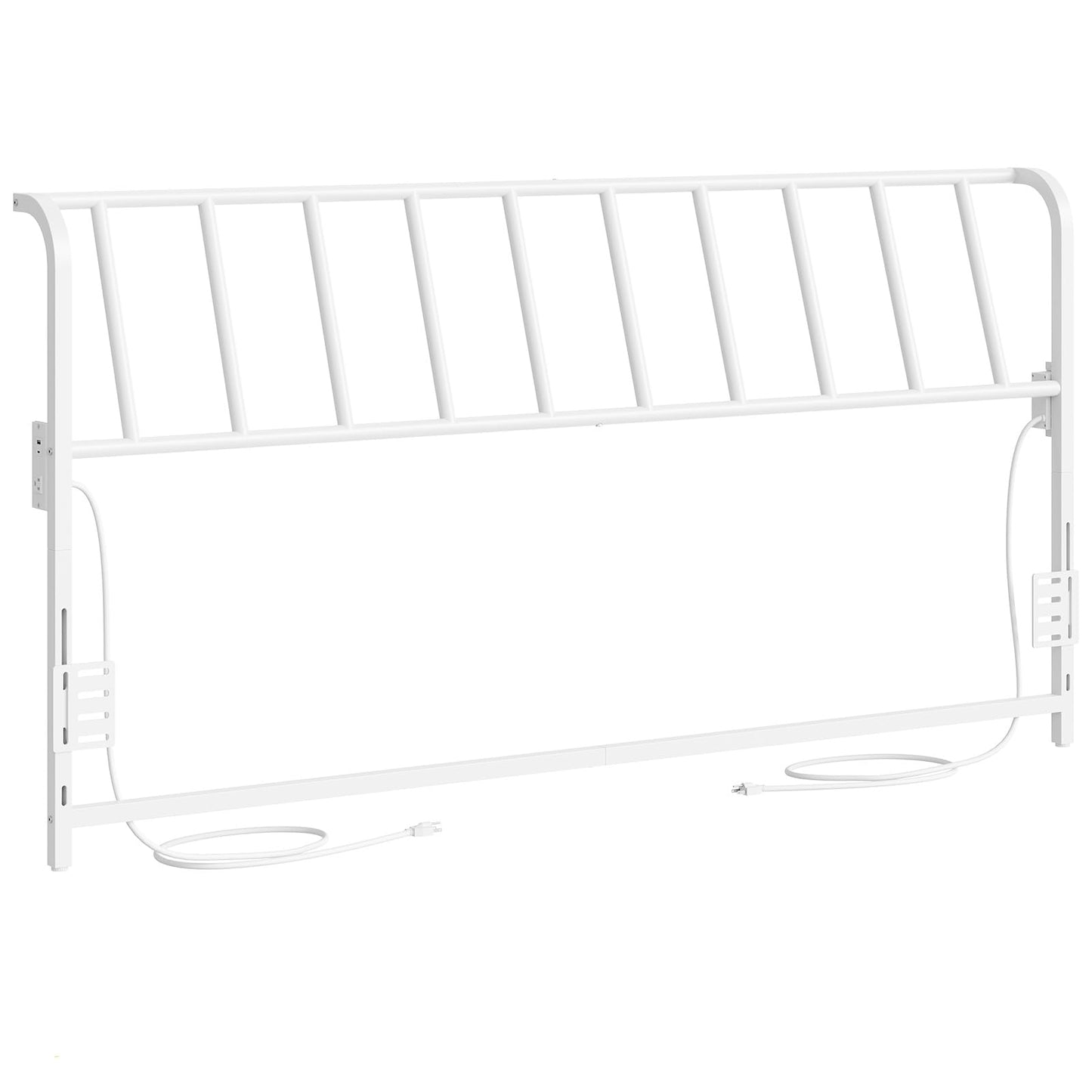 Metal Queen Headboard with Power Strips – Black