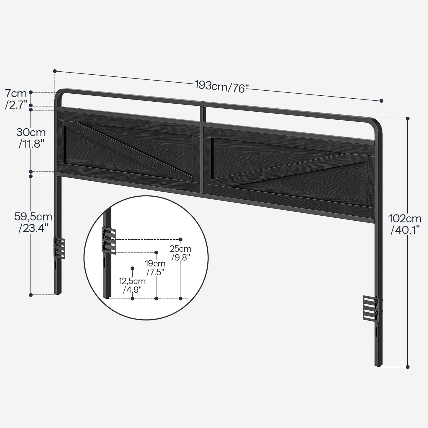 HOOBRO Wooden Queen Headboard with Metal Frame – Black