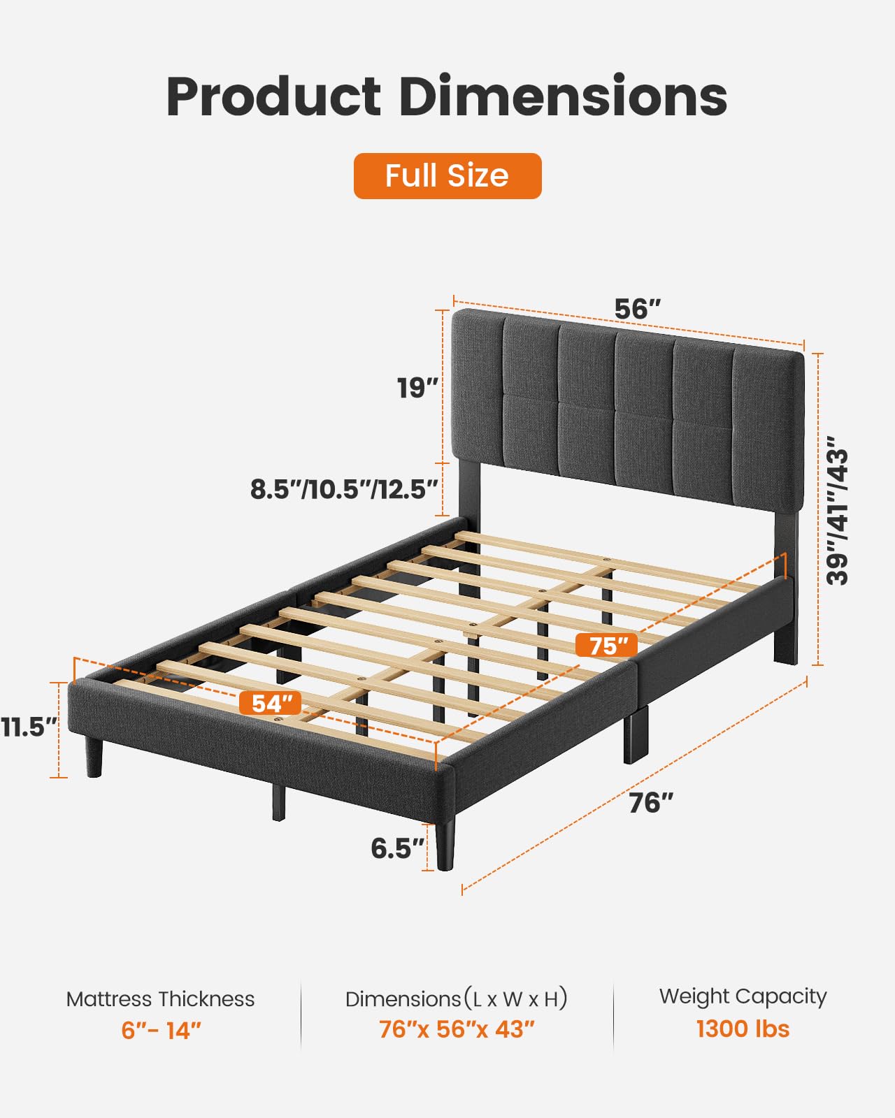 Pipishell Queen Upholstered Platform Bed Frame