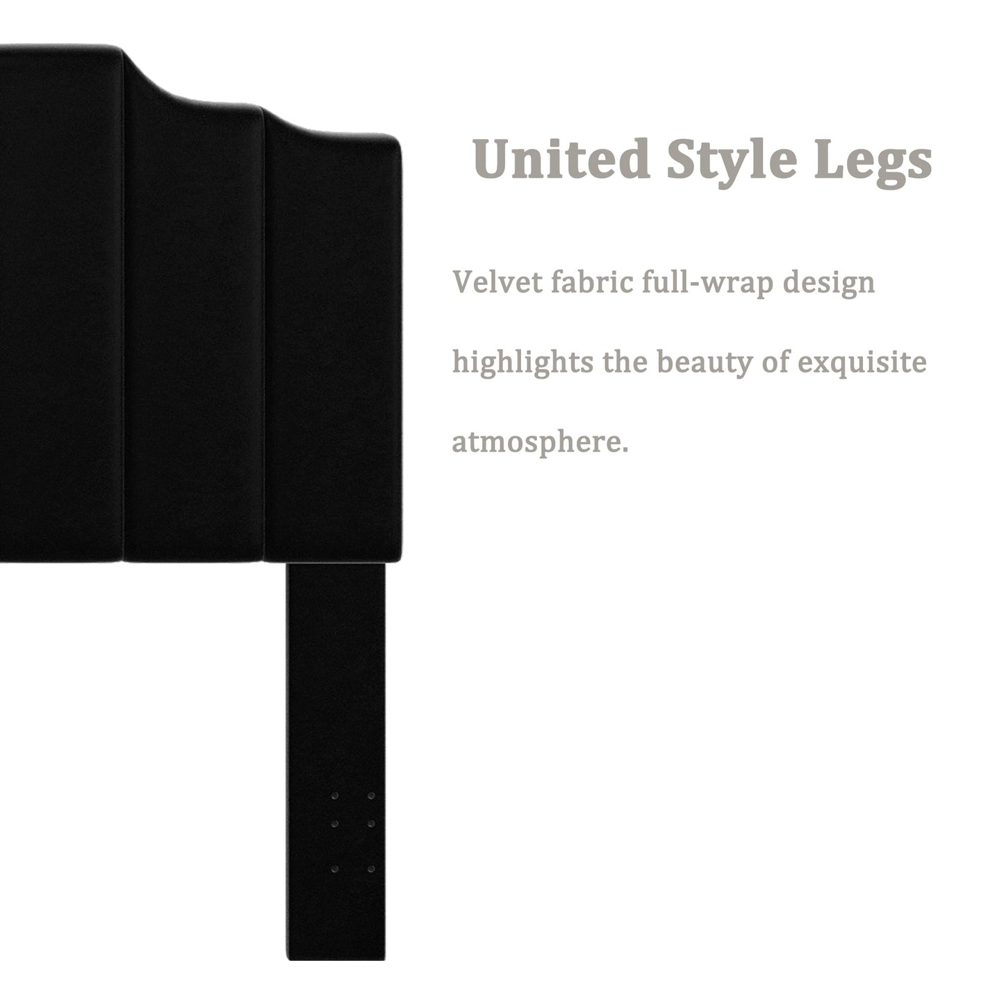 Velvet Wall Mounted Queen Headboard – Black