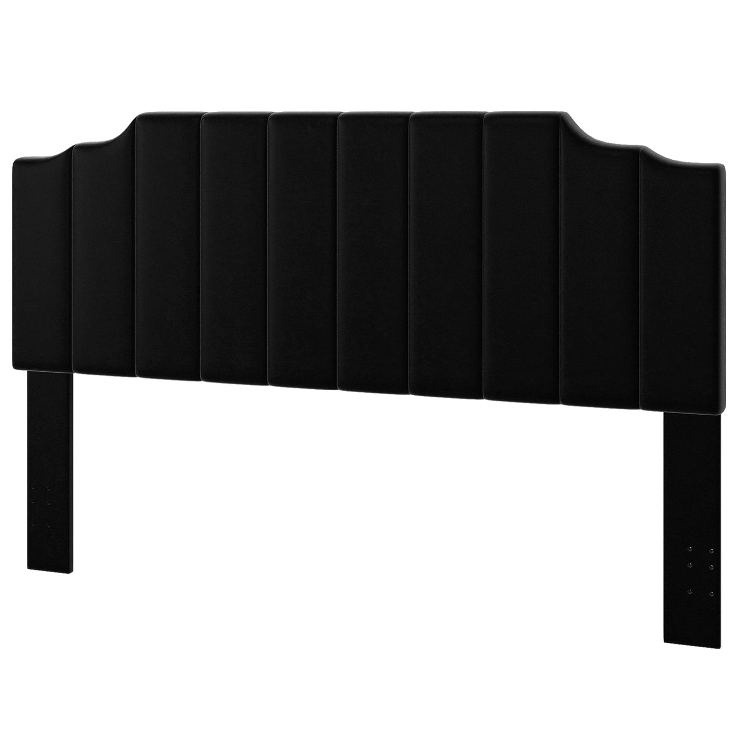 Velvet Wall Mounted Queen Headboard – Black