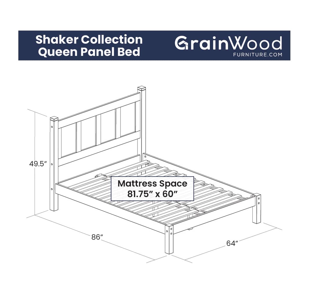 Grain Wood Shaker Queen Bed (Cherry)