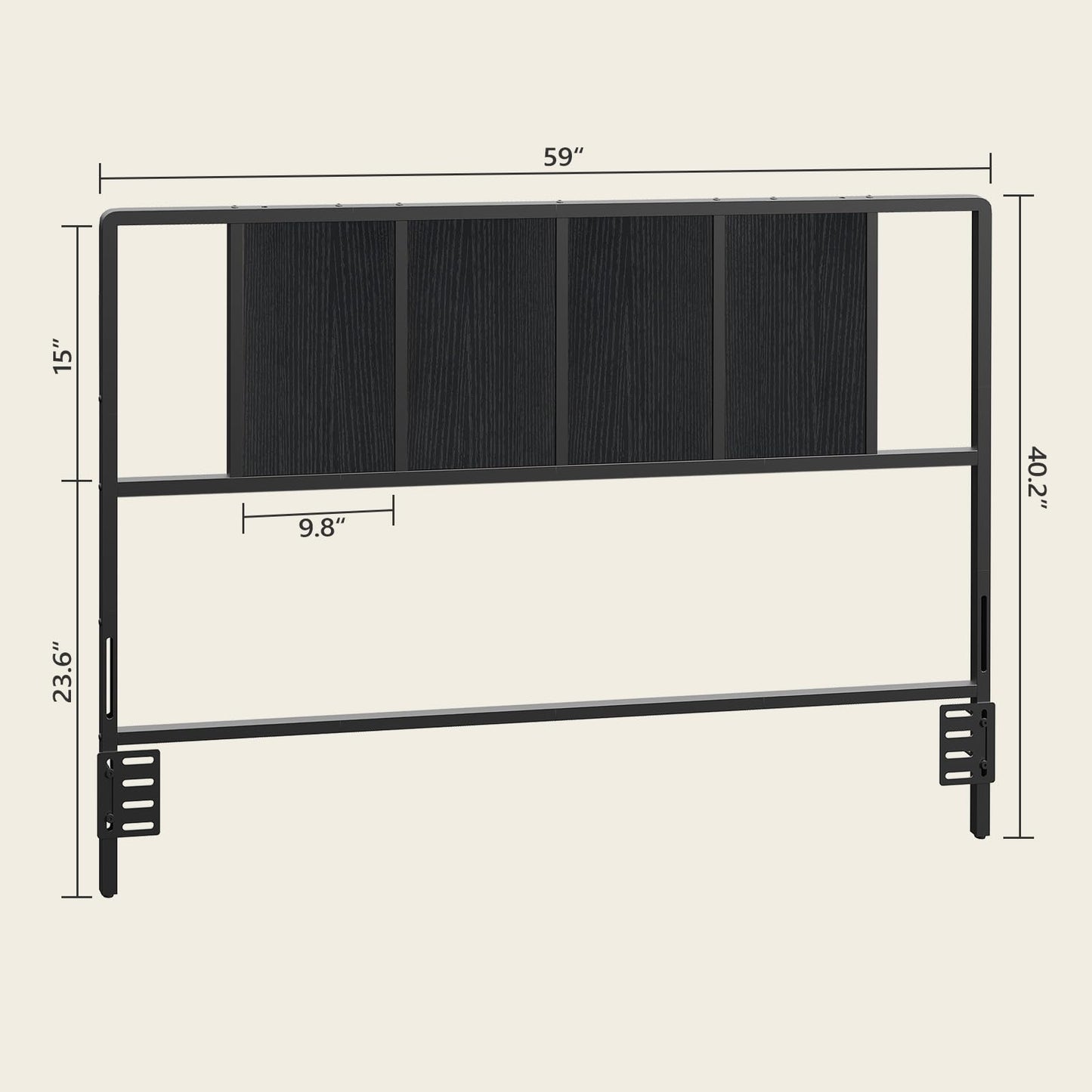 Metal Twin Size Headboard – Black