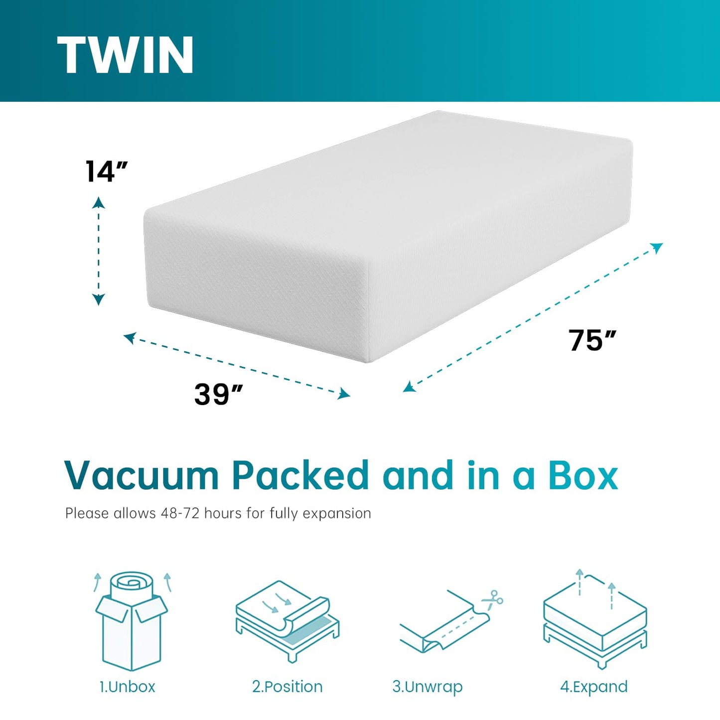FDW 5" Twin Gel Foam Mattress