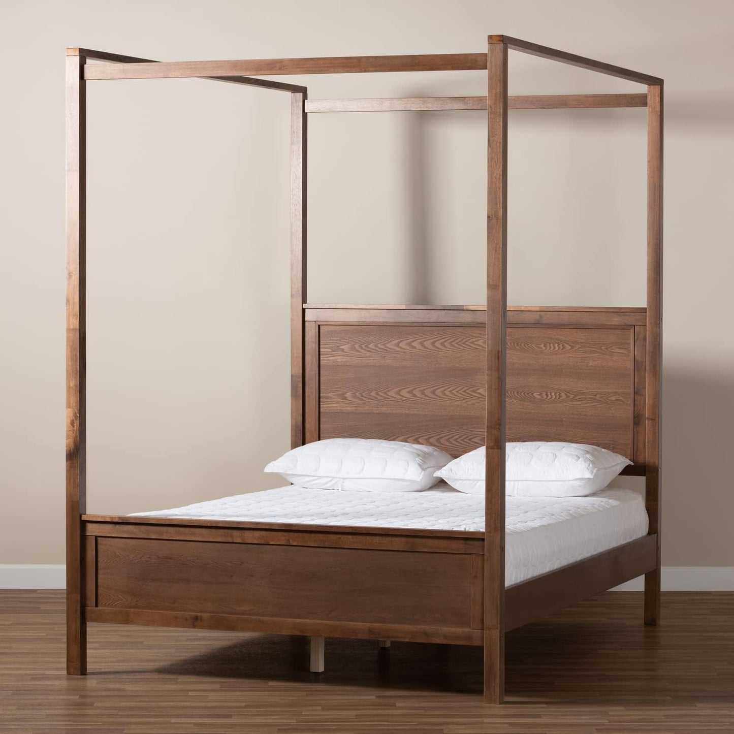 Baxton Studio Veronica King Canopy Bed (Walnut)