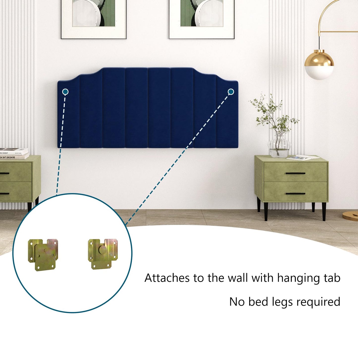 Velvet Wall Mounted Queen Headboard – Black