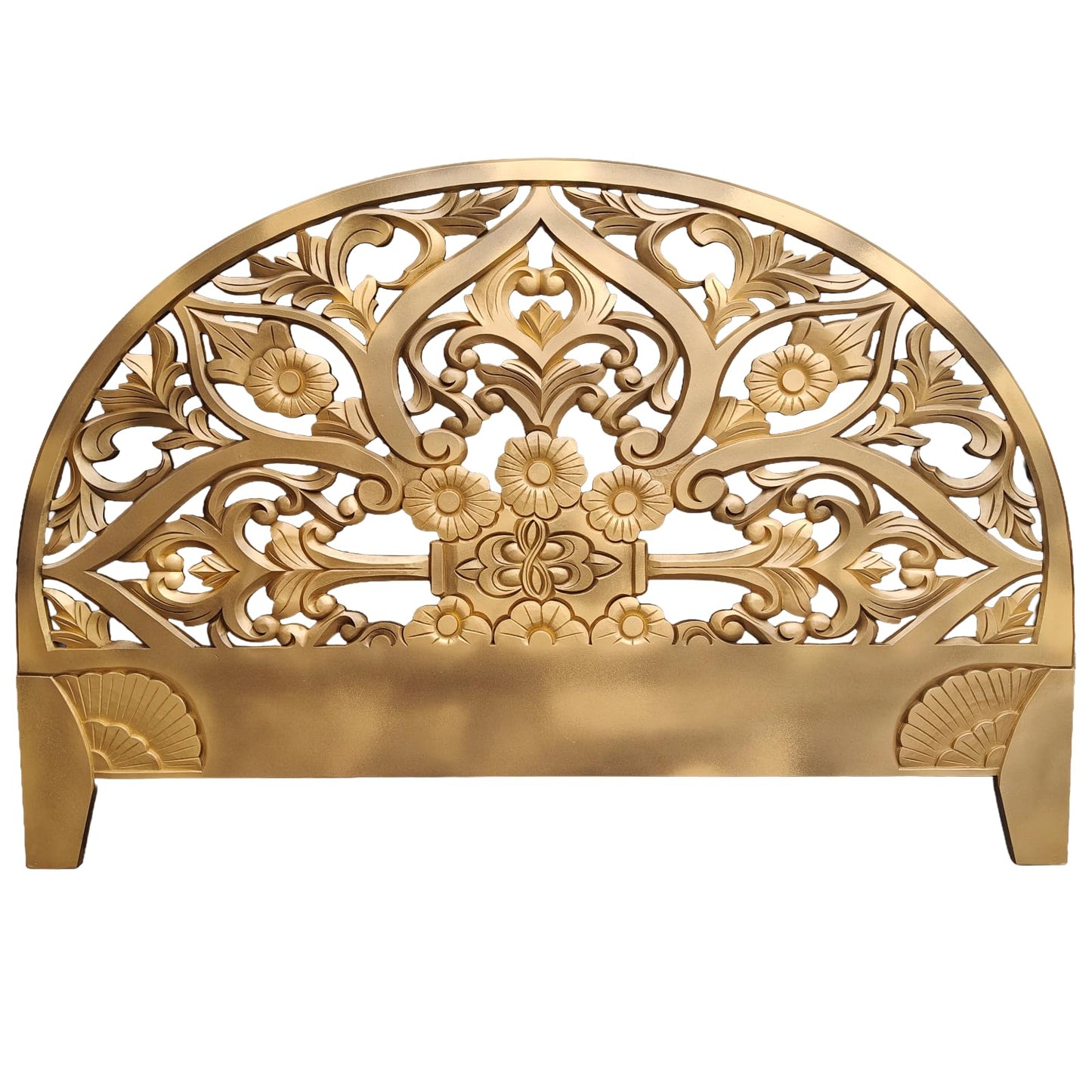 Balinese King Headboard – Half Moon Gold Finish