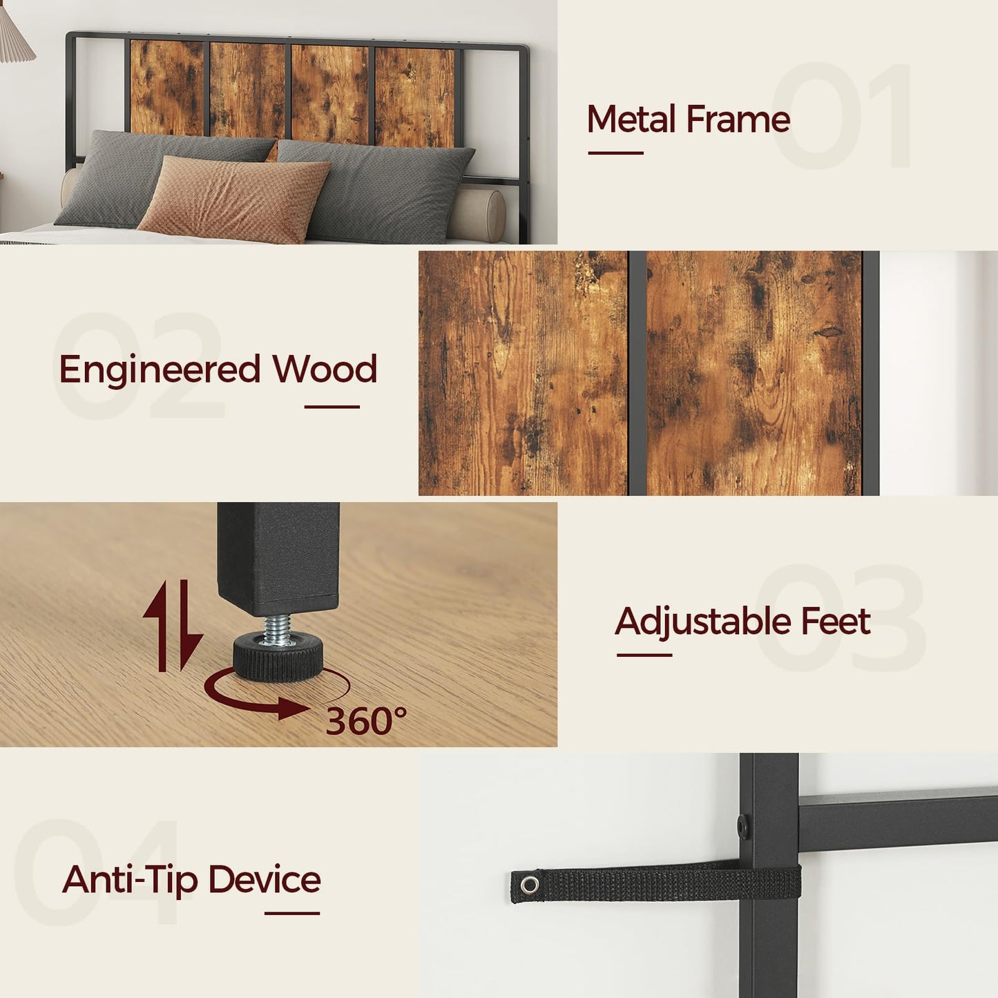 Metal Twin Size Headboard – Black