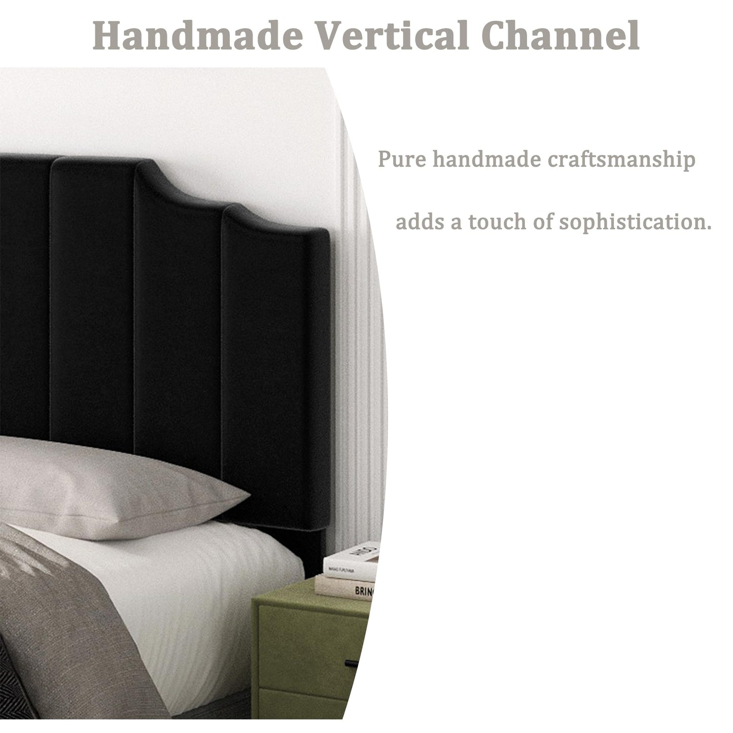 Velvet Wall Mounted Queen Headboard – Black
