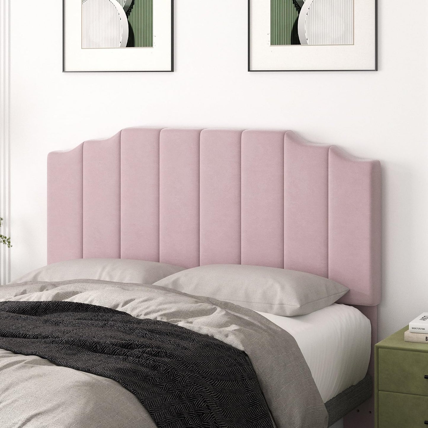 Velvet Wall Mounted Queen Headboard – Black