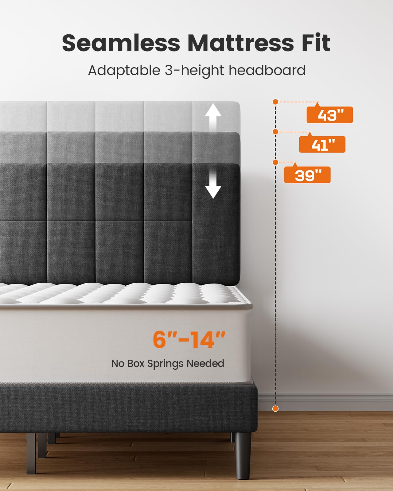 Pipishell Queen Upholstered Platform Bed Frame