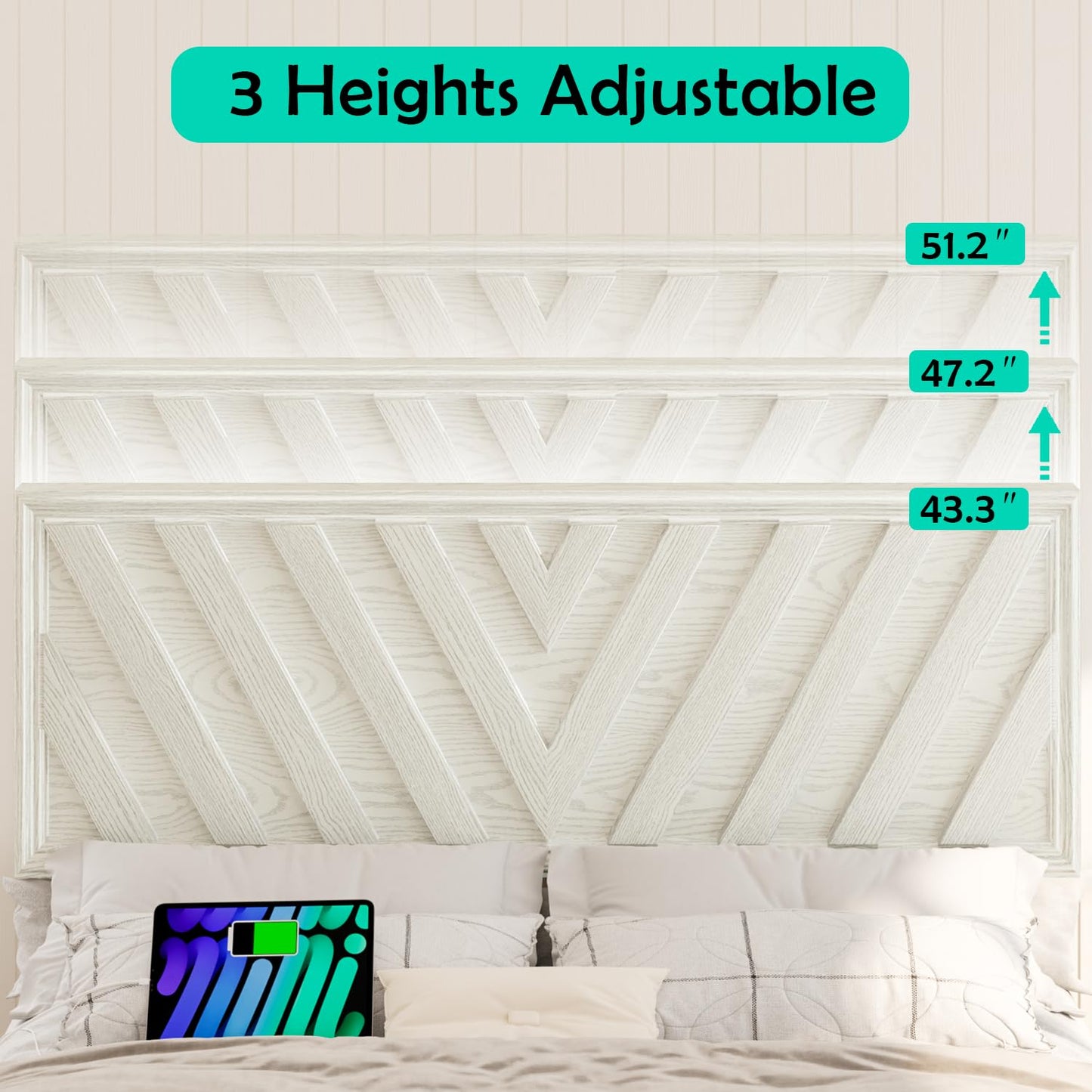 Full Farmhouse Platform Bed (LED & USB)