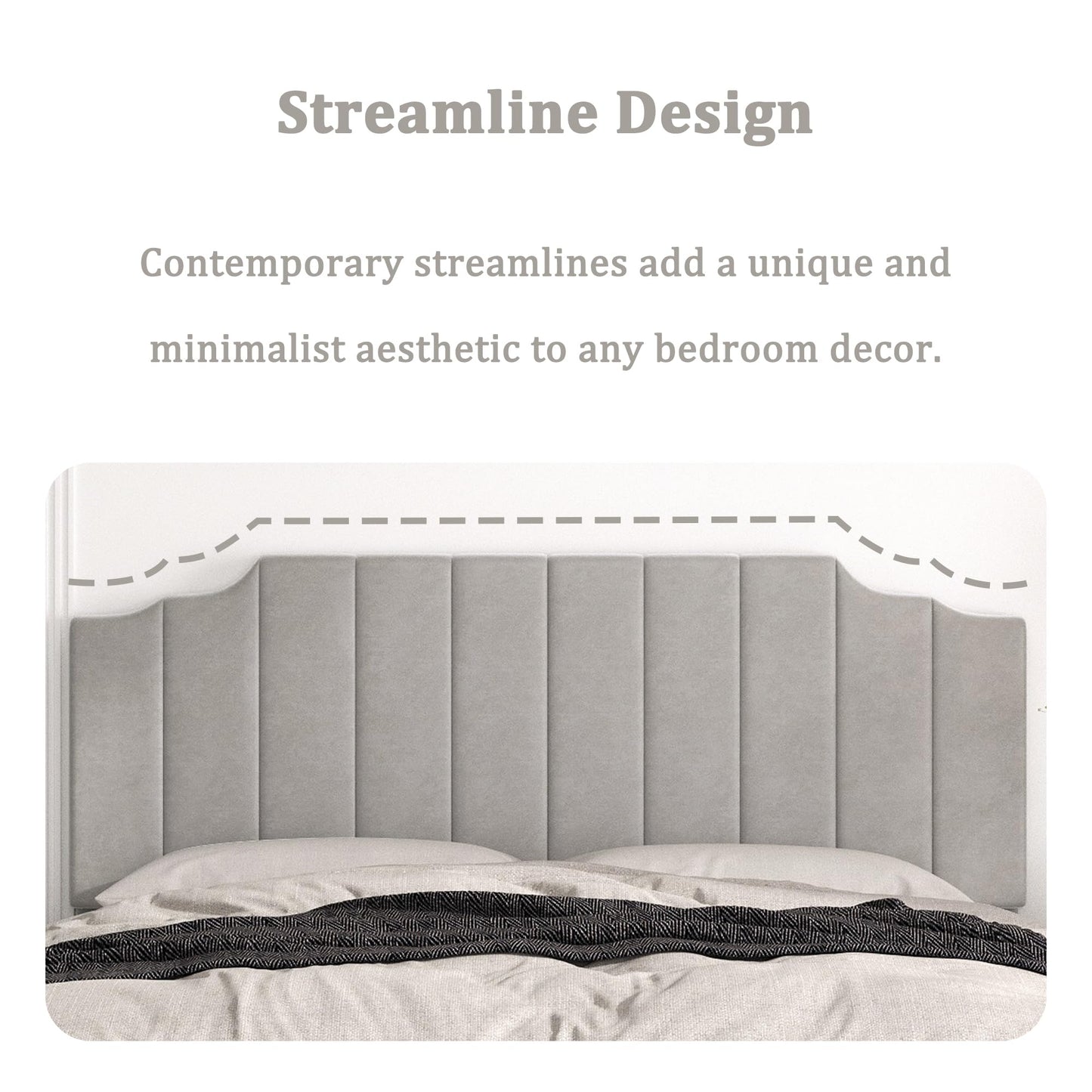 Velvet Wall Mounted Queen Headboard – Black