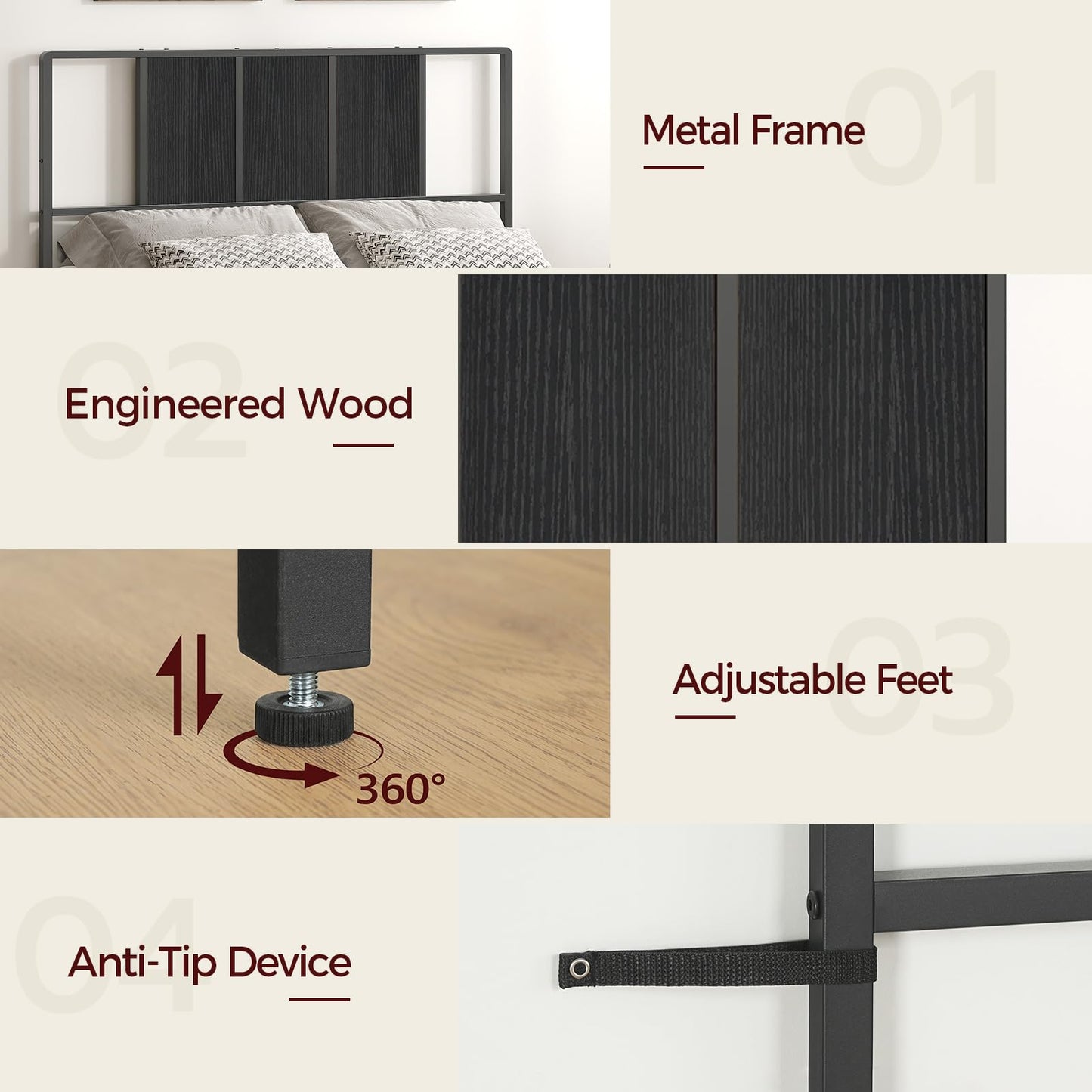 Metal Twin Size Headboard – Black