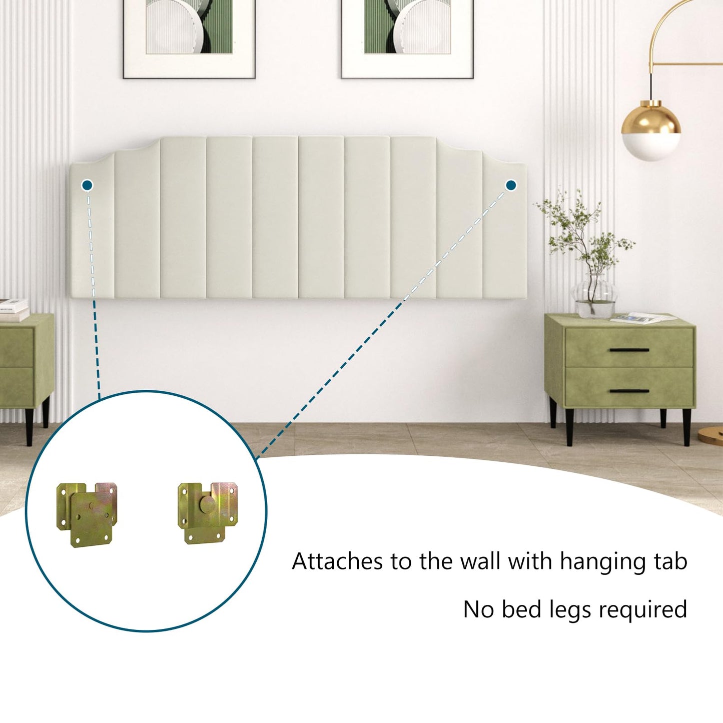 Velvet Wall Mounted Queen Headboard – Black
