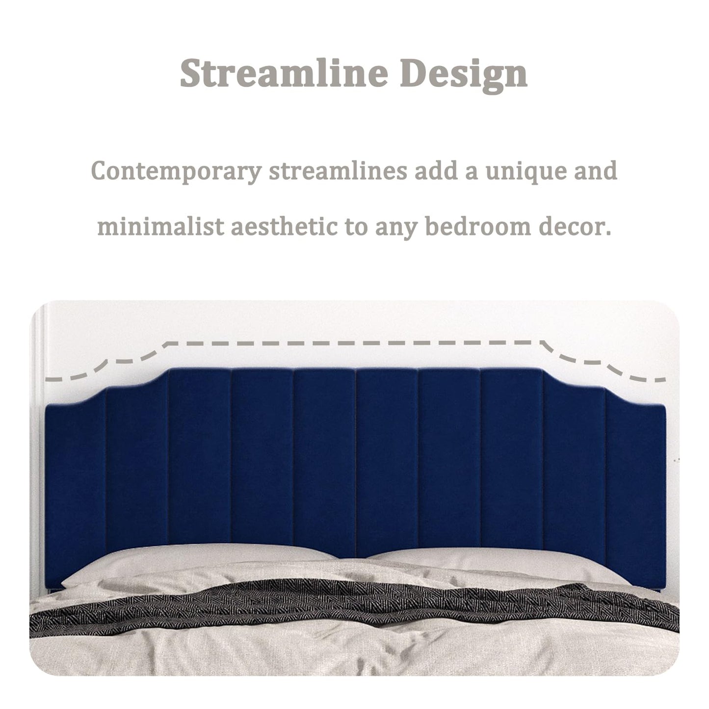Velvet Wall Mounted Queen Headboard – Black