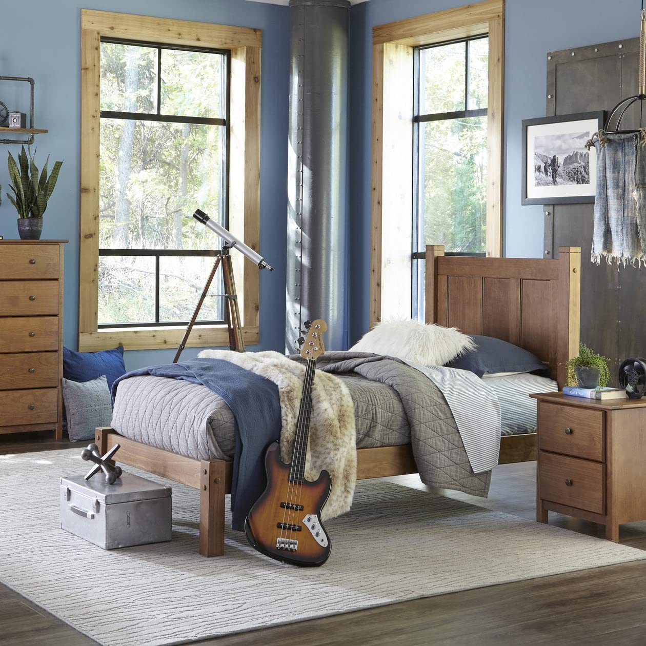 Grain Wood Shaker Queen Bed (Cherry)