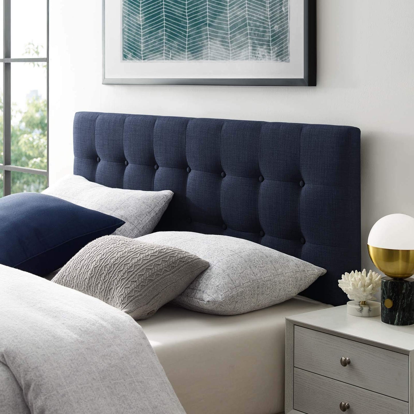 Modway Emily Tufted Button Linen Fabric Upholstered