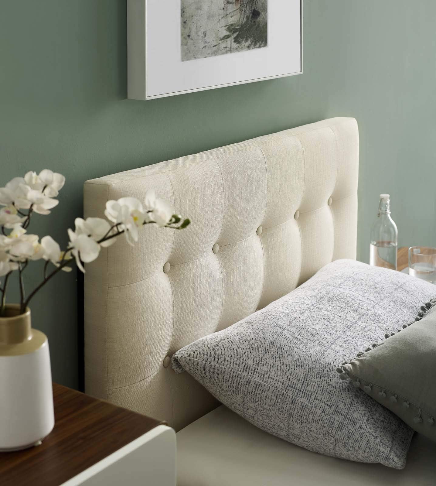 Modway Emily Tufted Button Linen Fabric Upholstered