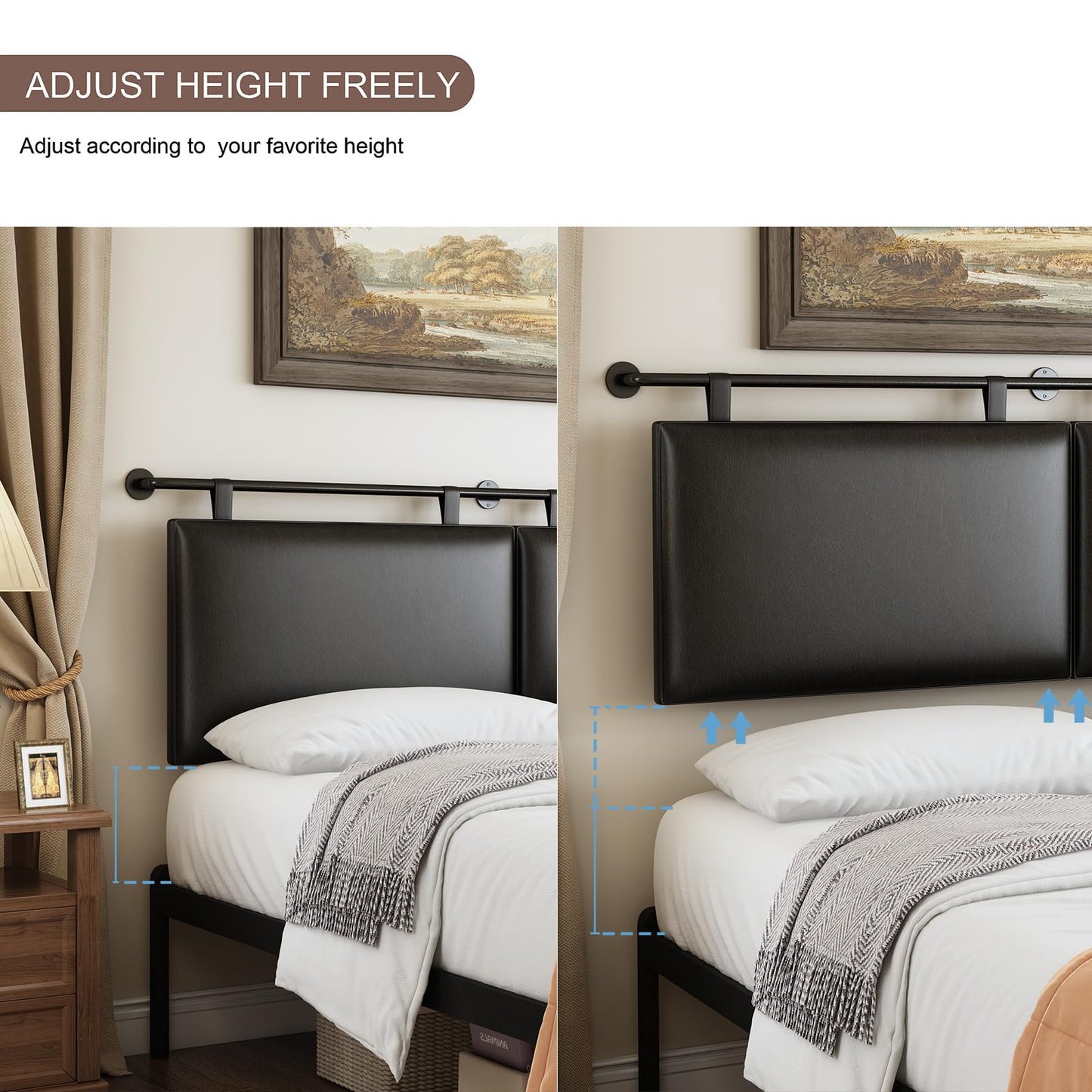 Linen Wall Mounted Queen Headboard – Beige