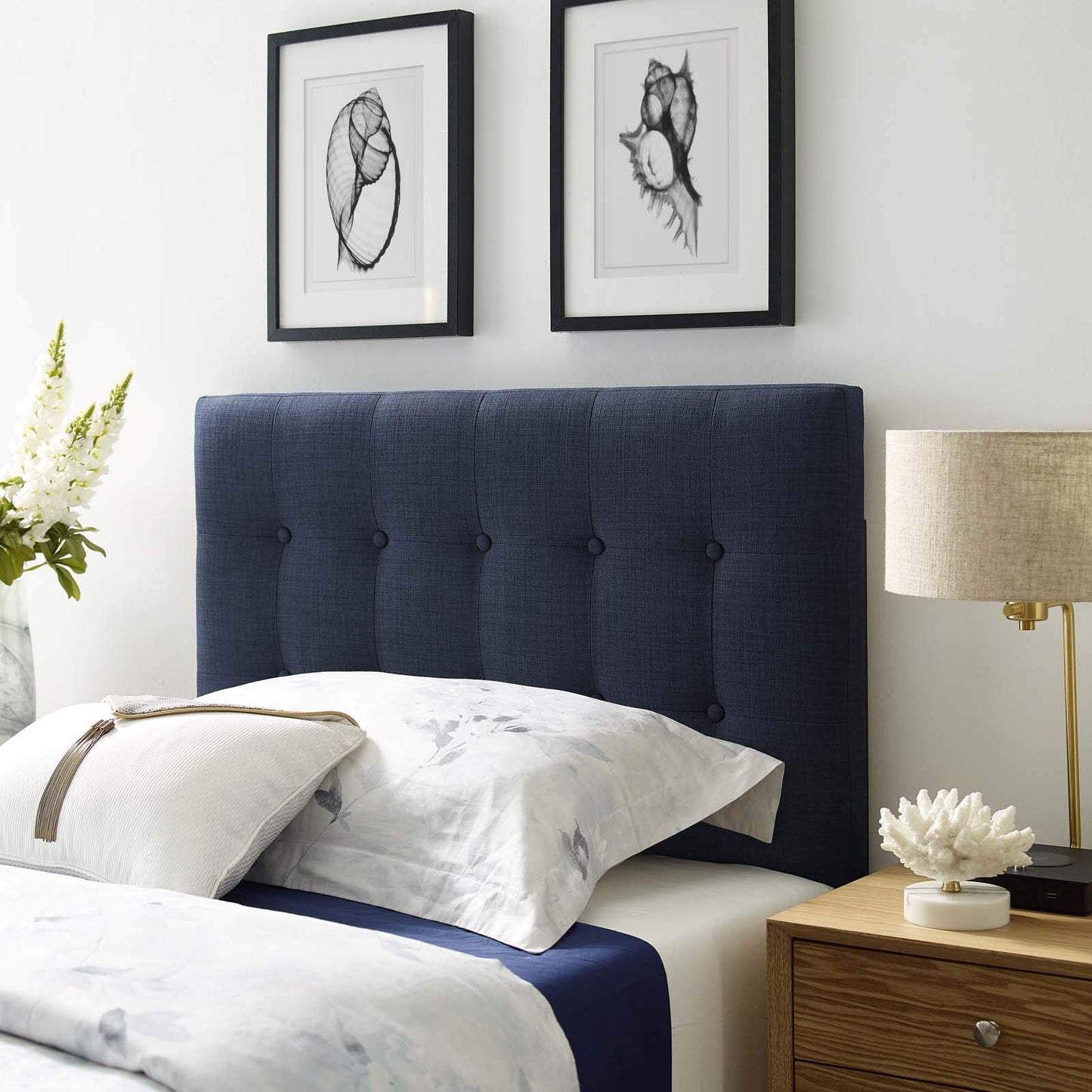 Modway Emily Tufted Button Linen Fabric Upholstered
