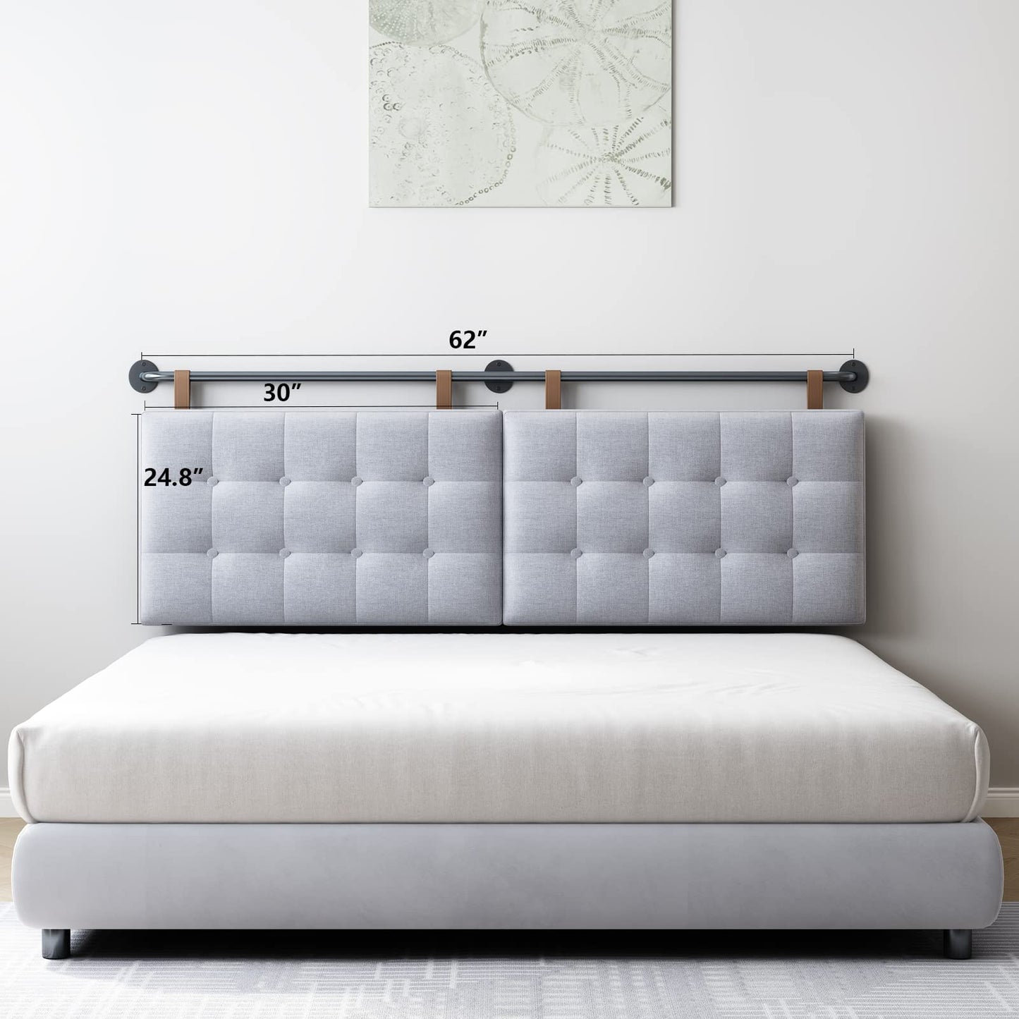 Linen Wall Mounted Queen Headboard – Beige