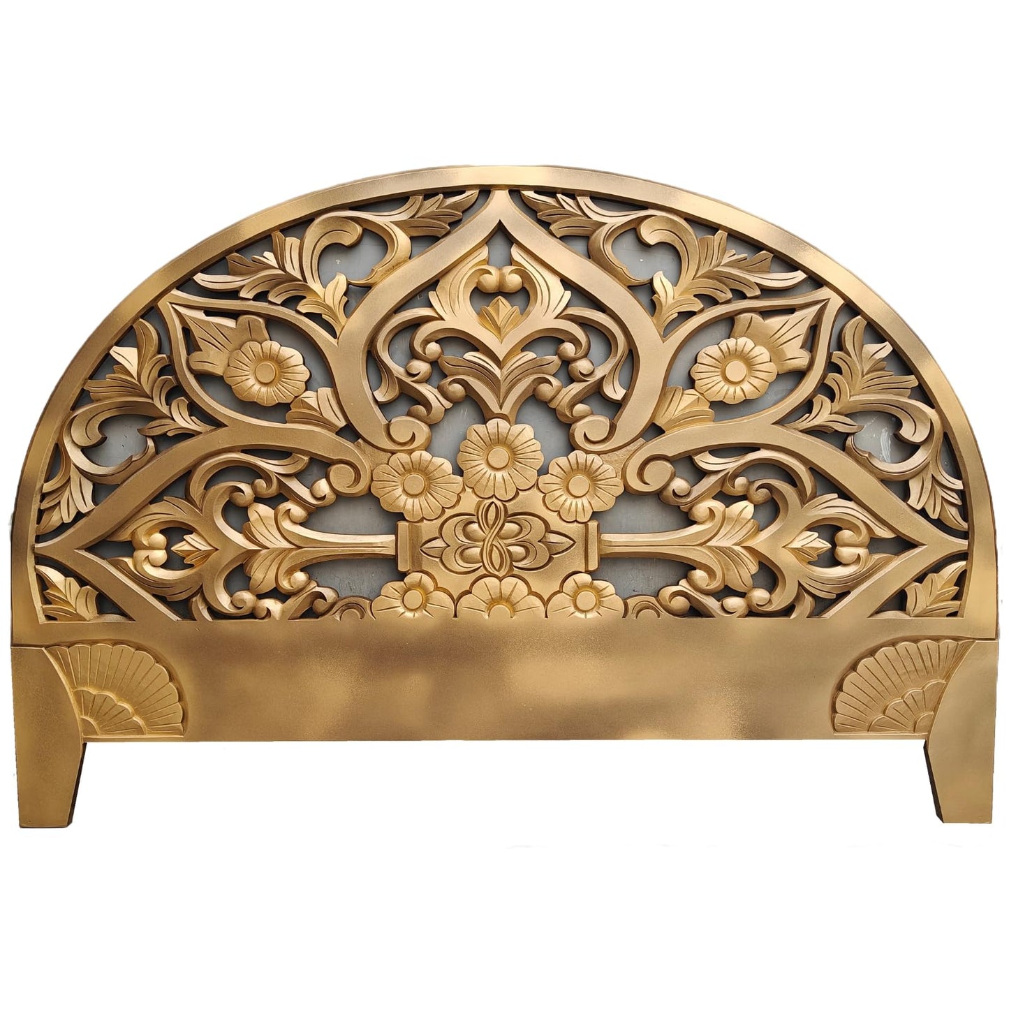 Balinese King Headboard – Half Moon Gold Finish