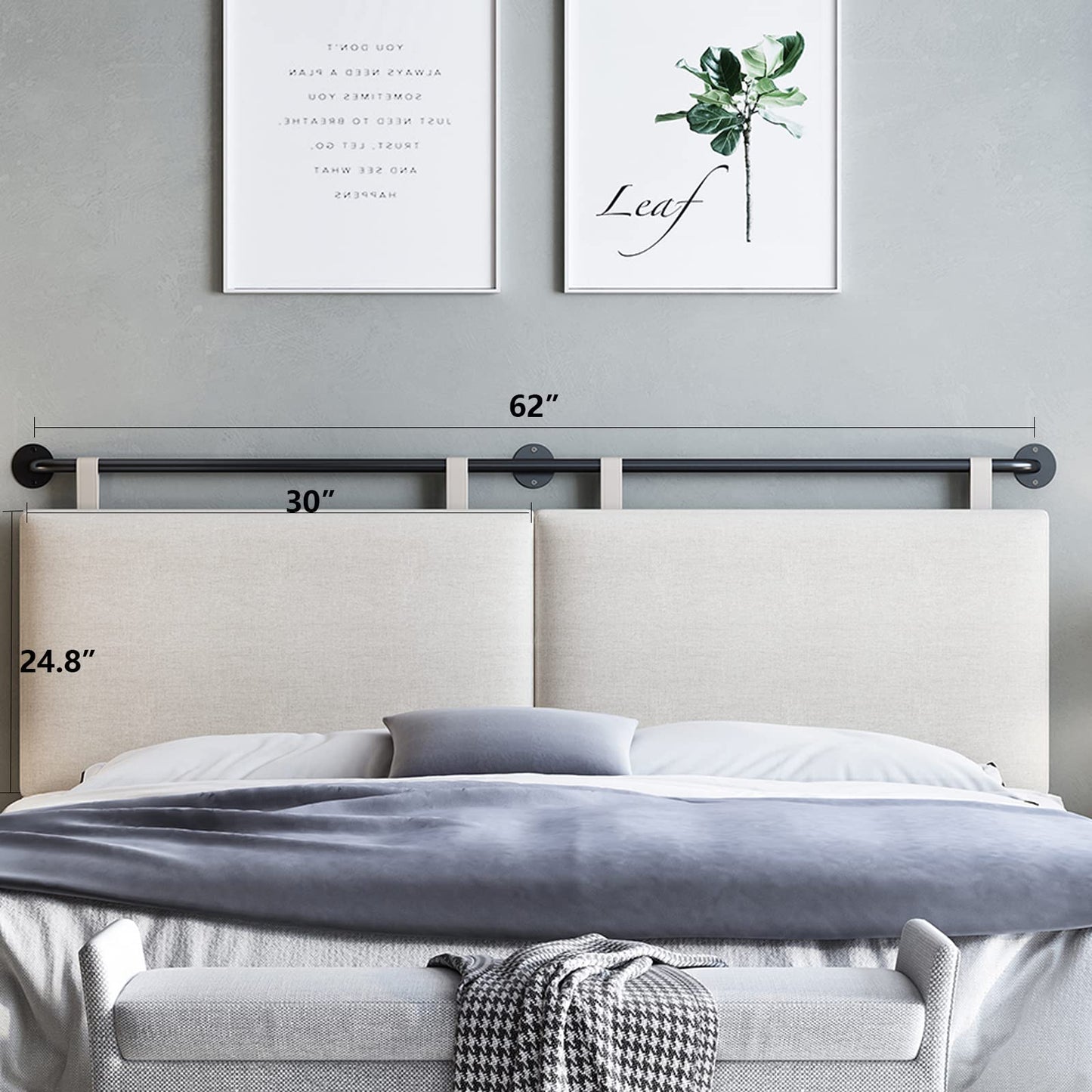 Linen Wall Mounted Queen Headboard – Beige