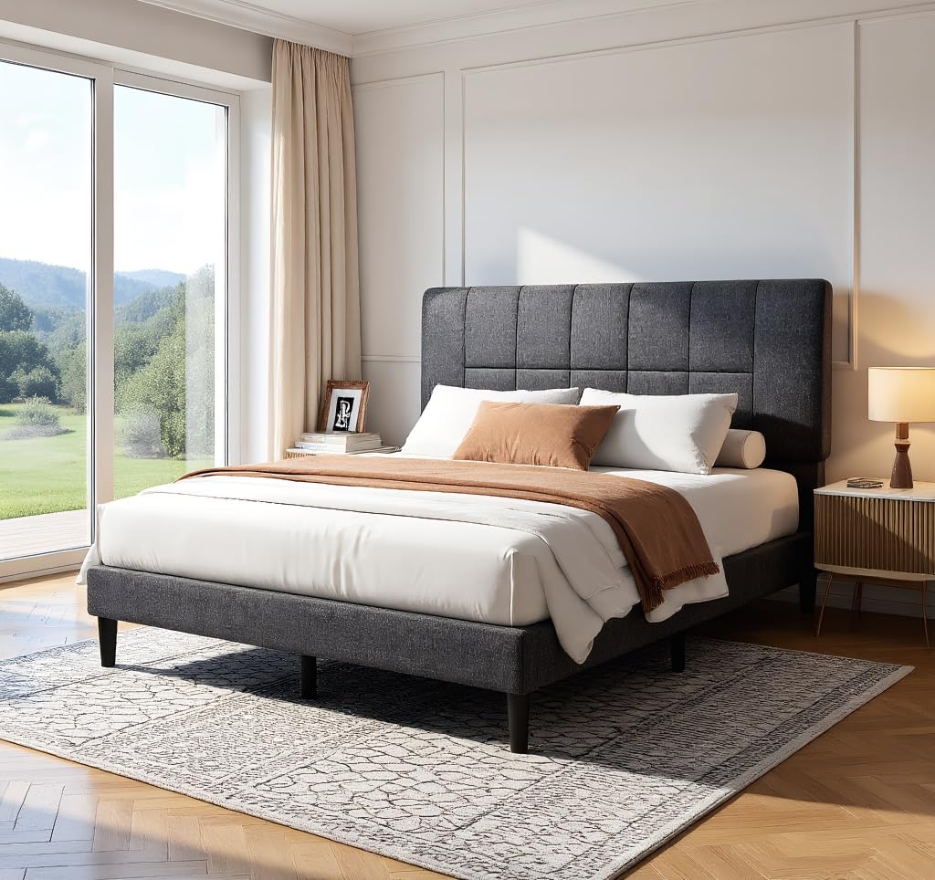 Pipishell Queen Upholstered Platform Bed Frame