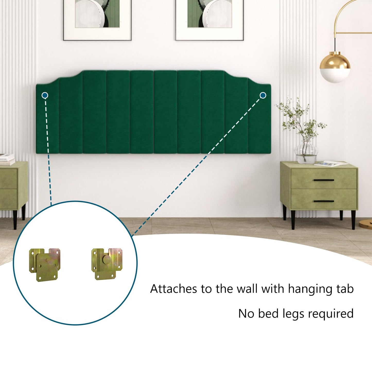 Velvet Wall Mounted Queen Headboard – Black