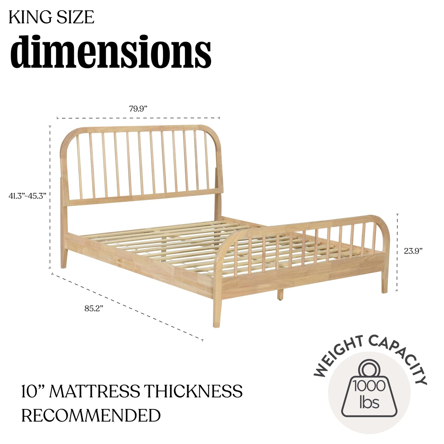DG Casa Wesley King Wood Platform Bed – Natural Finish