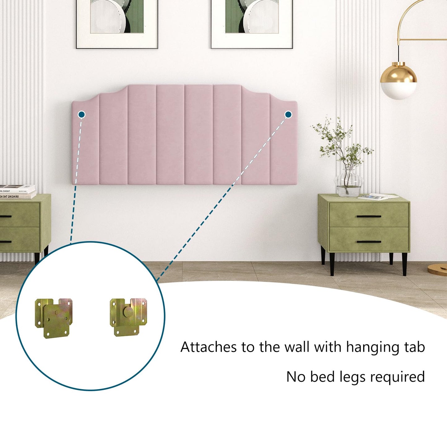 Velvet Wall Mounted Queen Headboard – Black