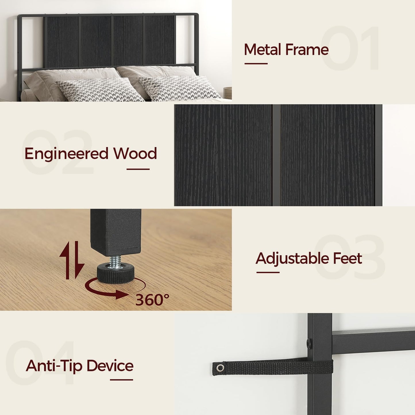 Metal Twin Size Headboard – Black