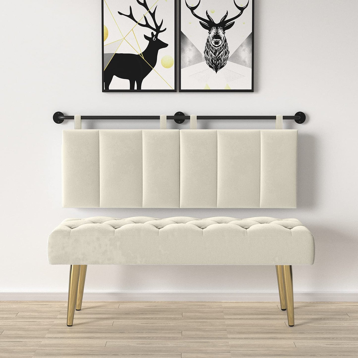 Linen Wall Mounted Queen Headboard – Beige