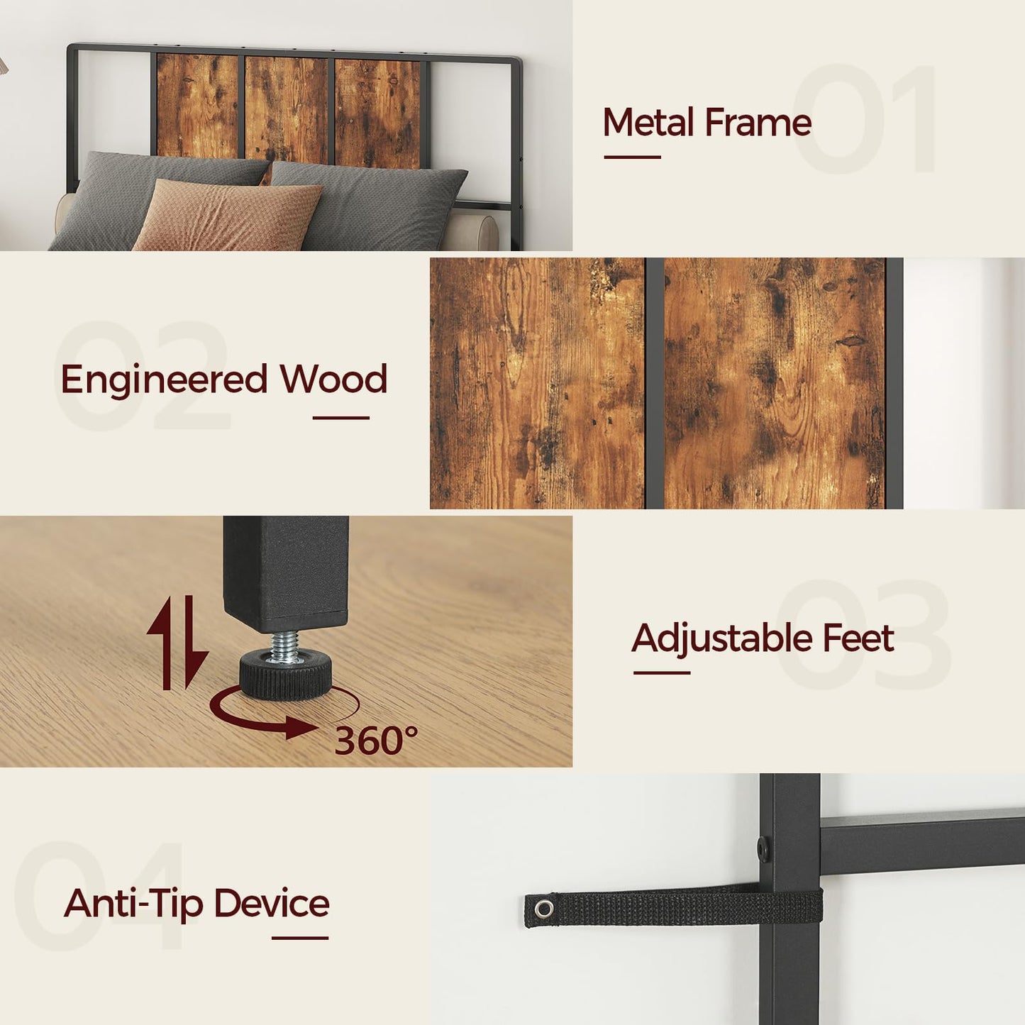 Metal Twin Size Headboard – Black
