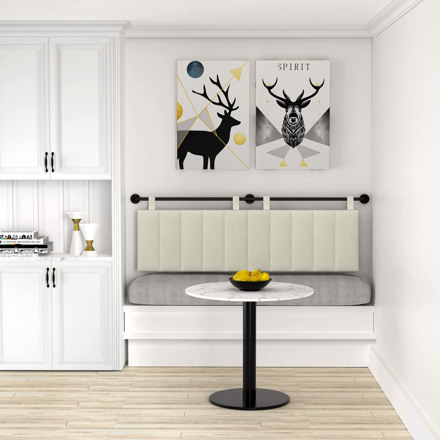Linen Wall Mounted Queen Headboard – Beige