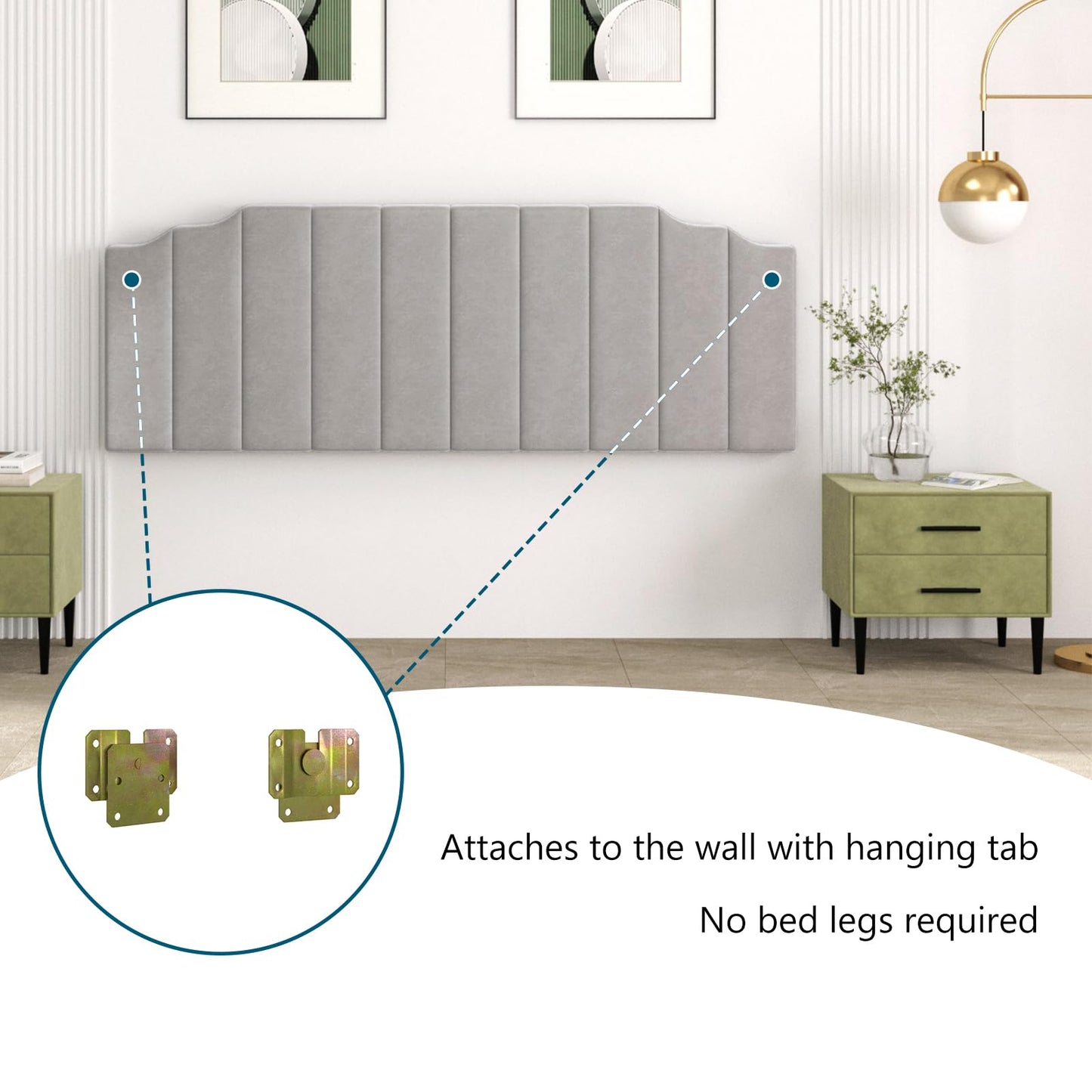 Velvet Wall Mounted Queen Headboard – Black