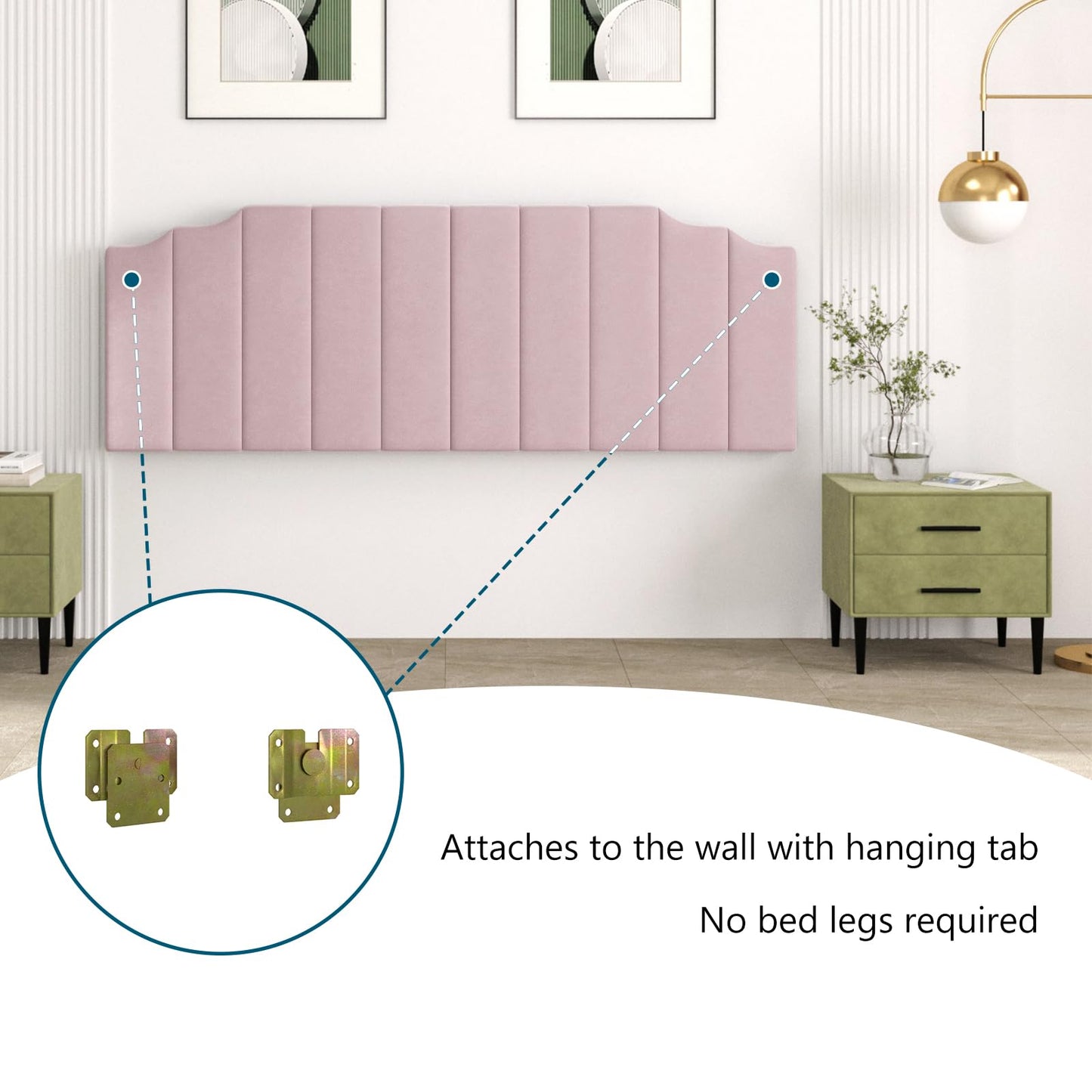 Velvet Wall Mounted Queen Headboard – Black