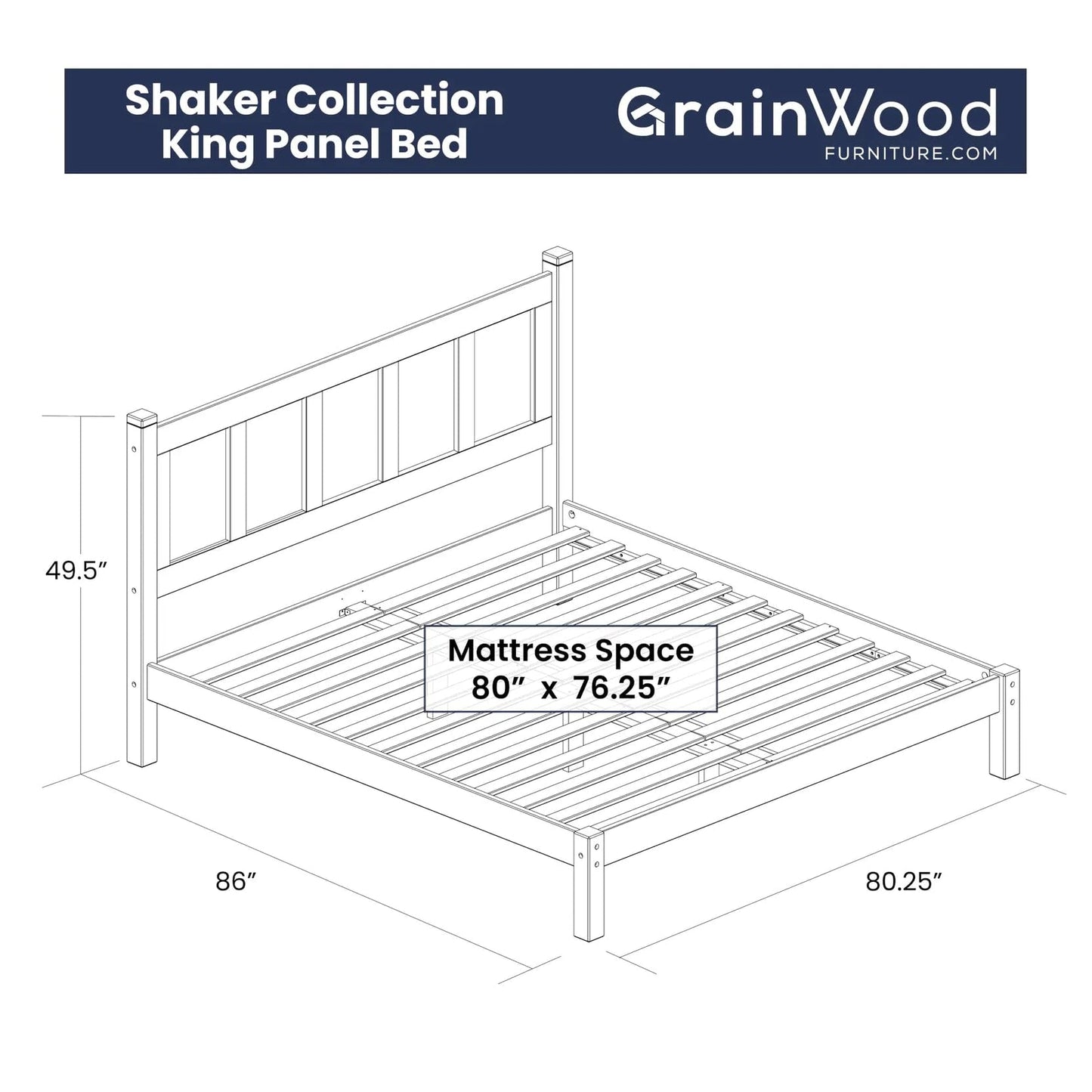 Grain Wood Shaker Queen Bed (Cherry)