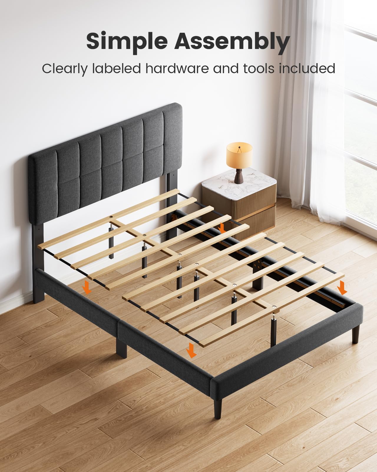 Pipishell Queen Upholstered Platform Bed Frame