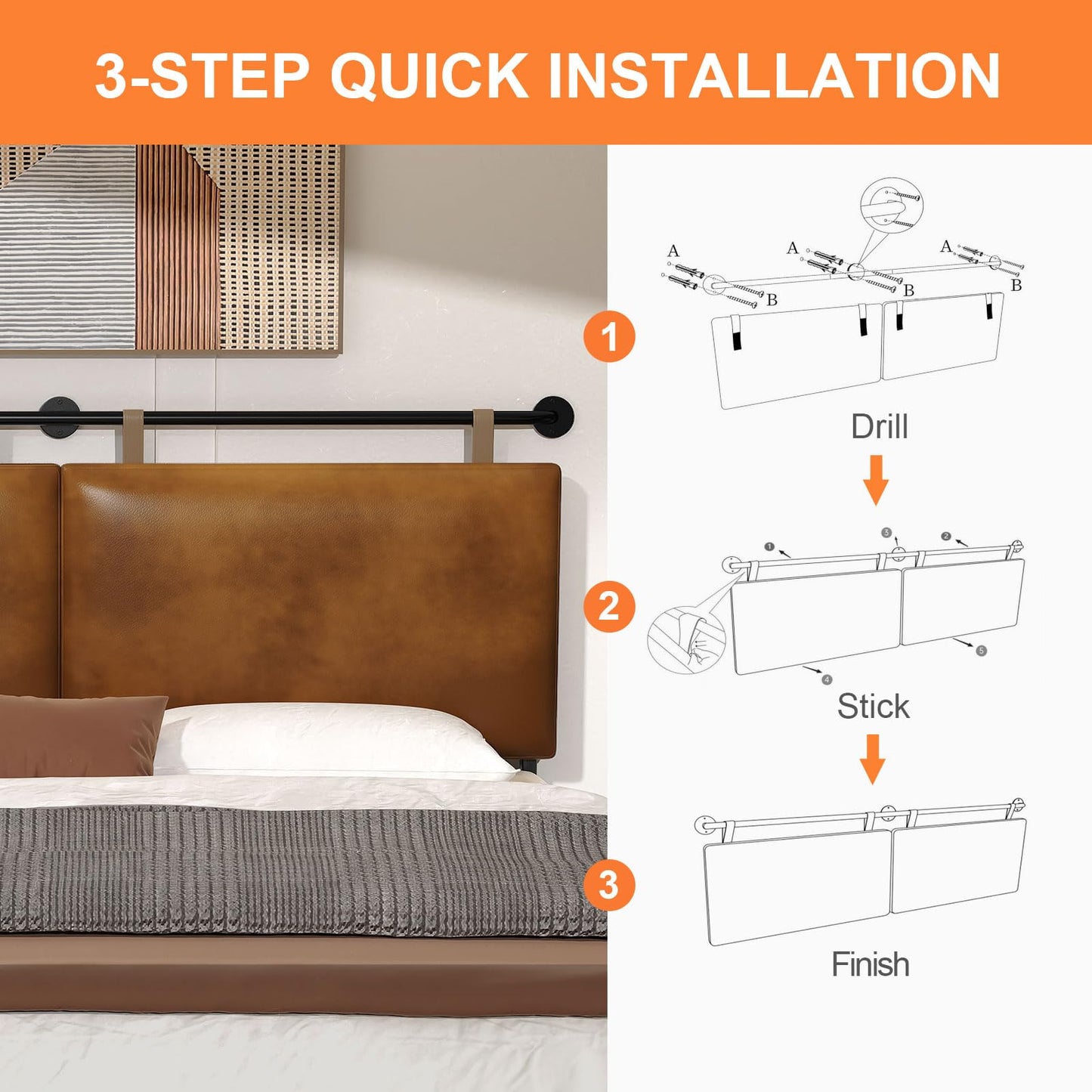 Linen Wall Mounted Queen Headboard – Beige