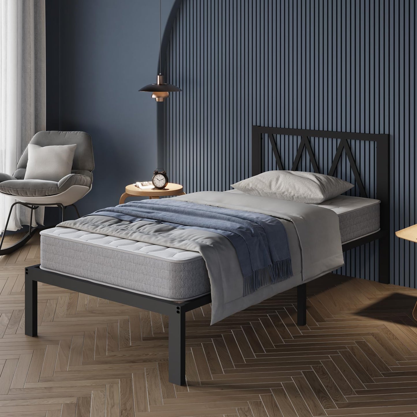 Avenco 14" Twin Metal Bed Frame with Headboard