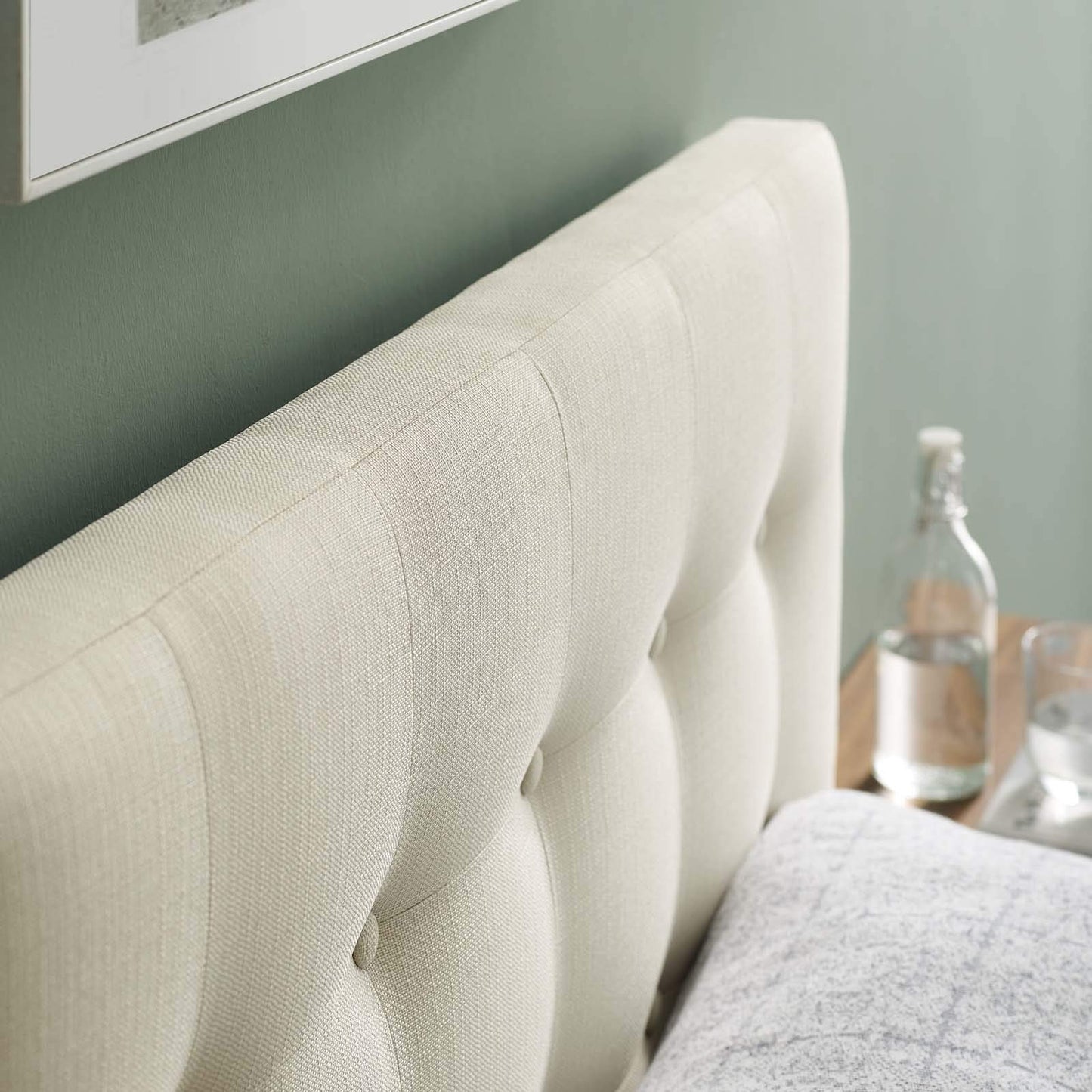 Modway Emily Tufted Button Linen Fabric Upholstered