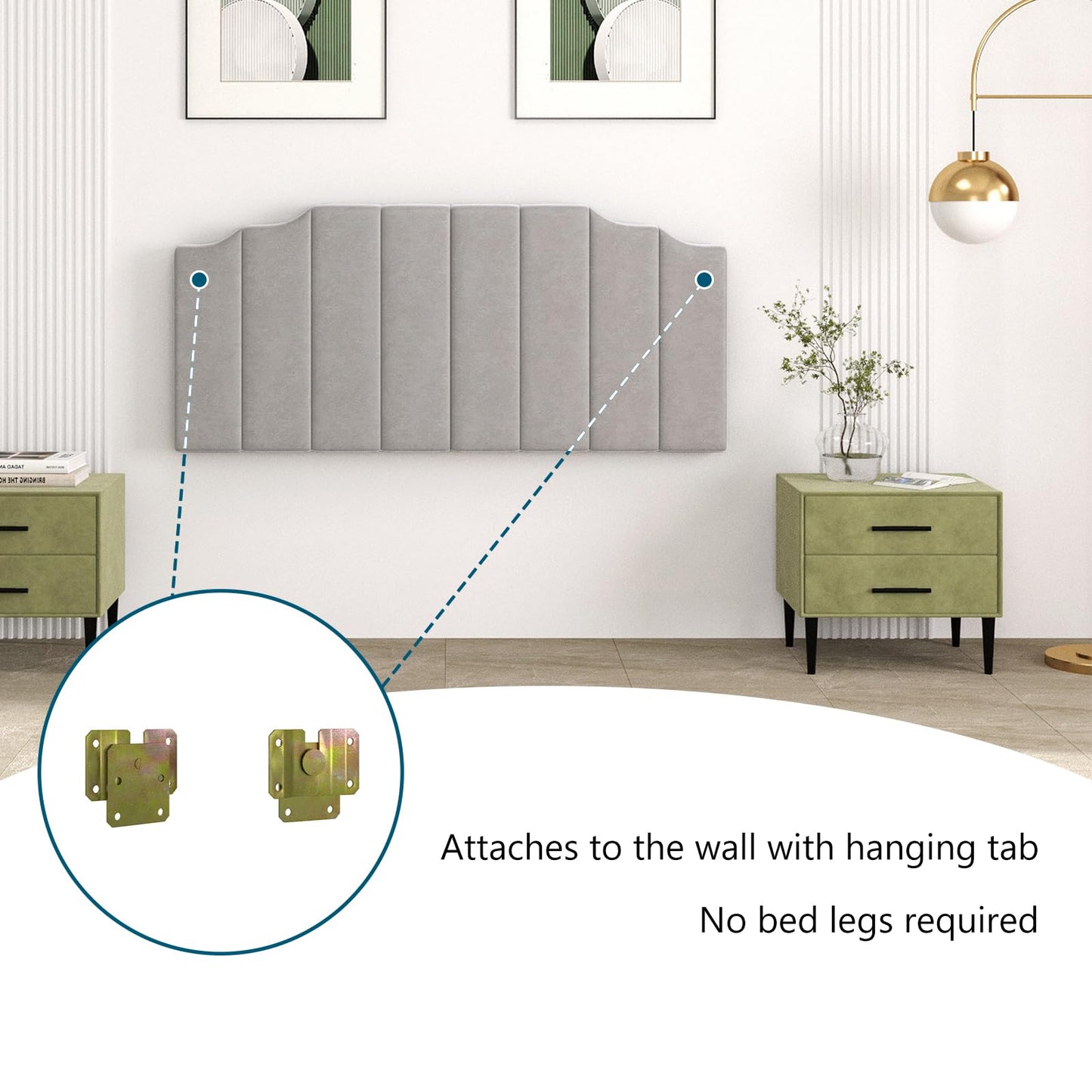 Velvet Wall Mounted Queen Headboard – Black