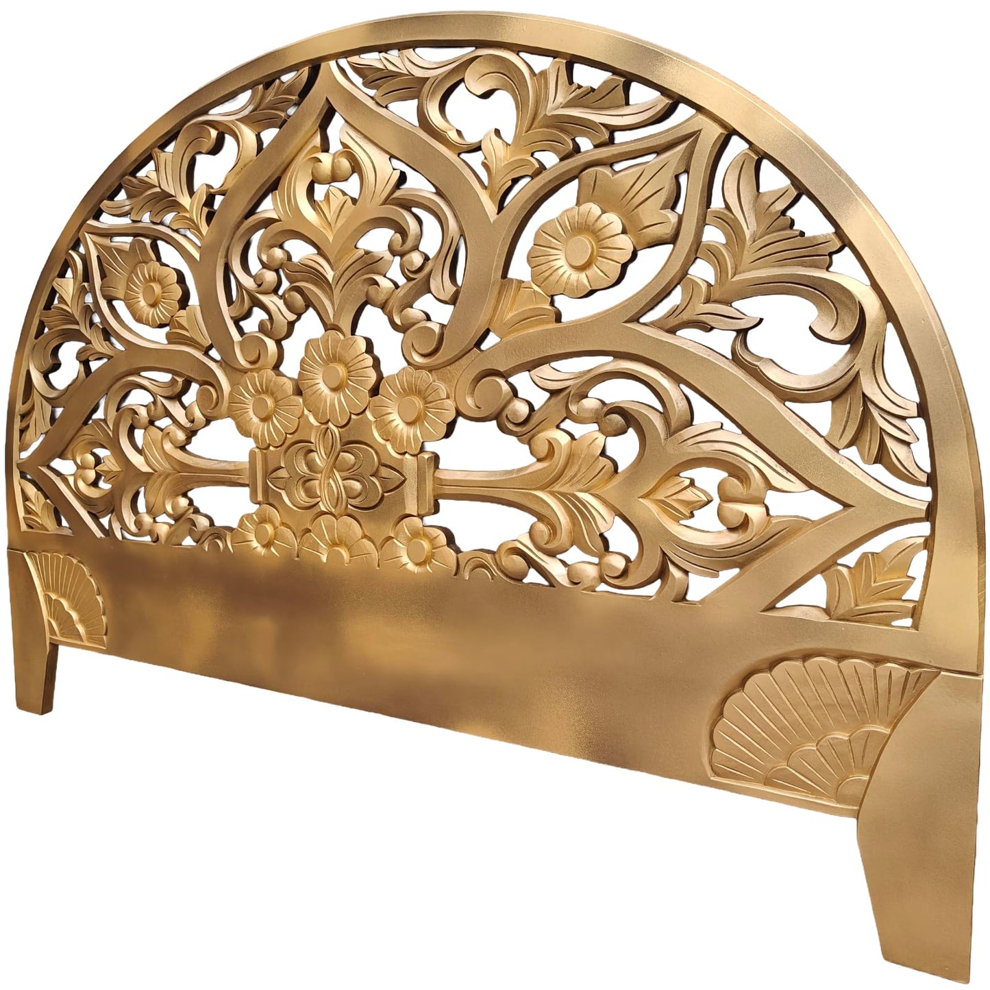 Balinese King Headboard – Half Moon Gold Finish