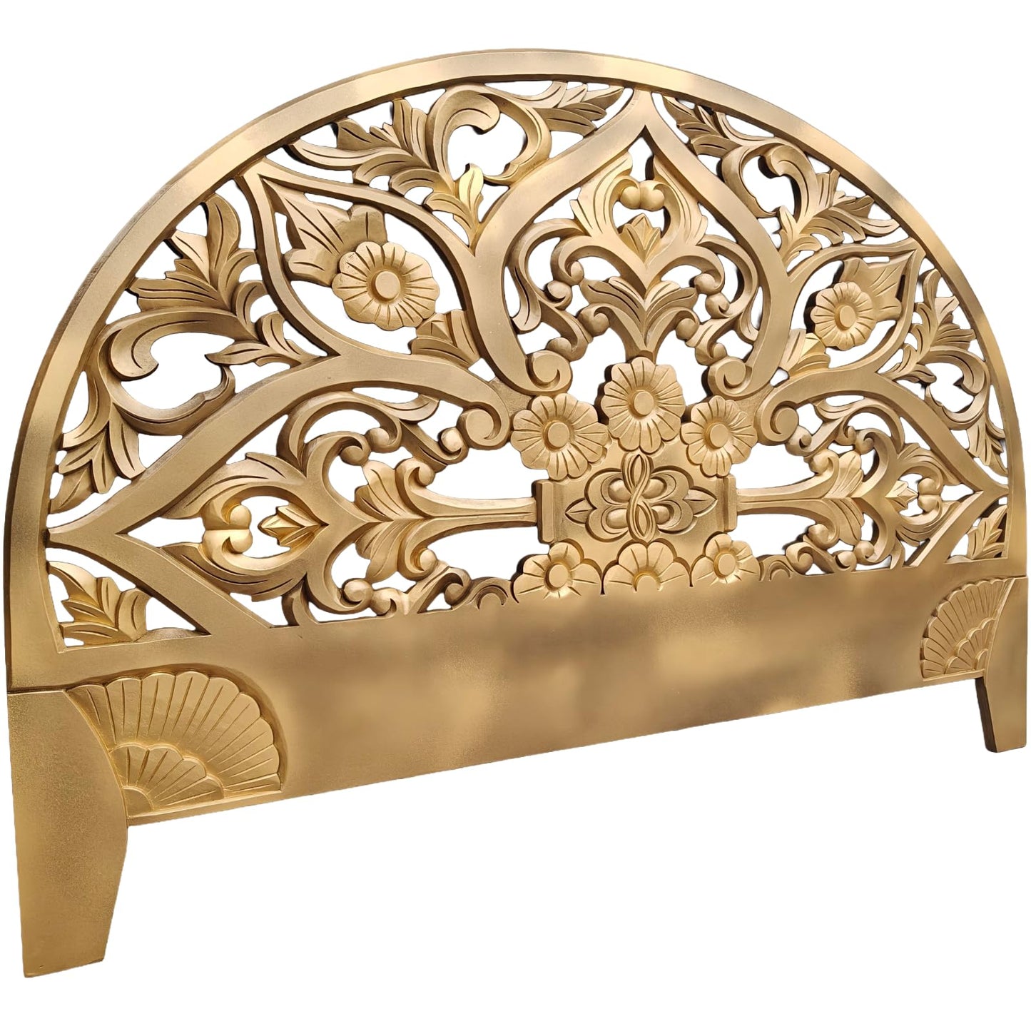 Balinese King Headboard – Half Moon Gold Finish