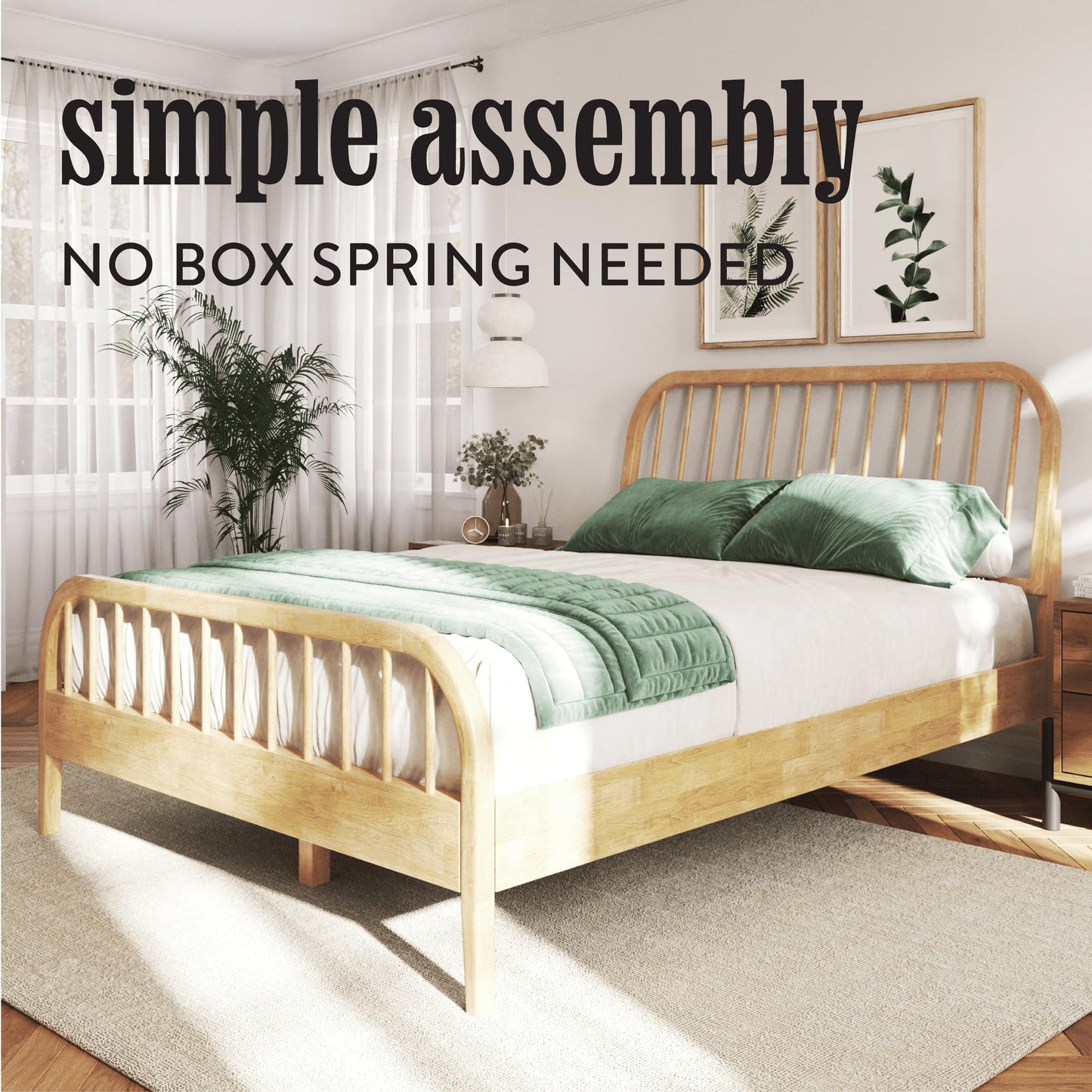 DG Casa Wesley King Wood Platform Bed – Natural Finish