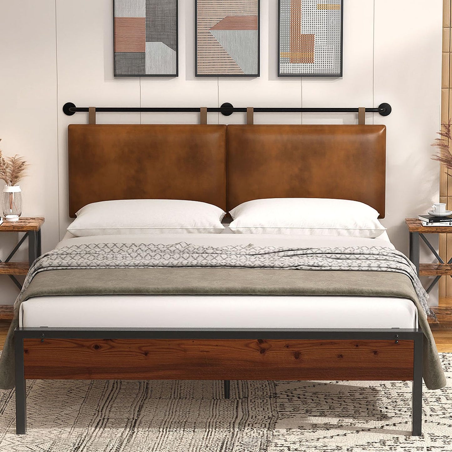 Linen Wall Mounted Queen Headboard – Beige