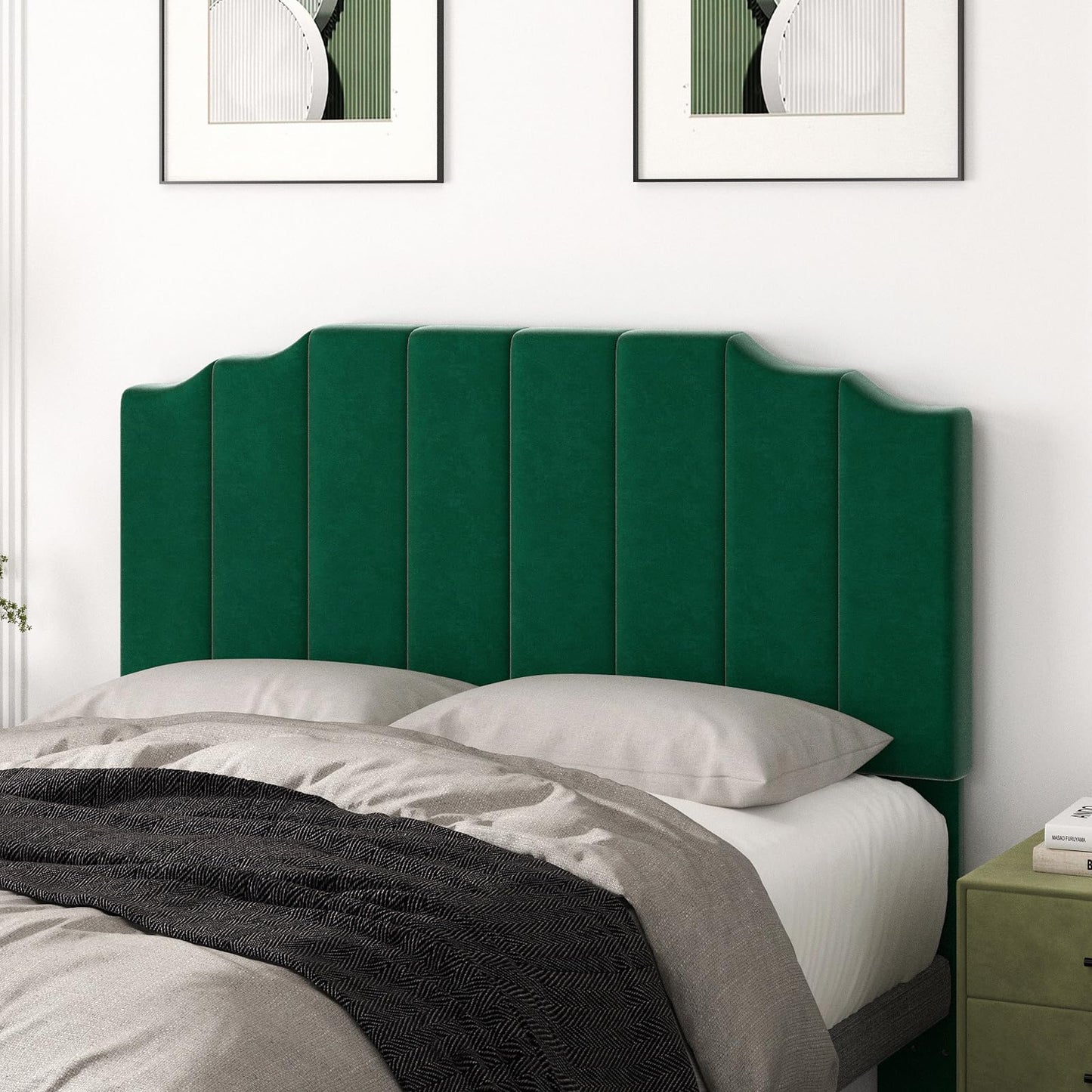Velvet Wall Mounted Queen Headboard – Black